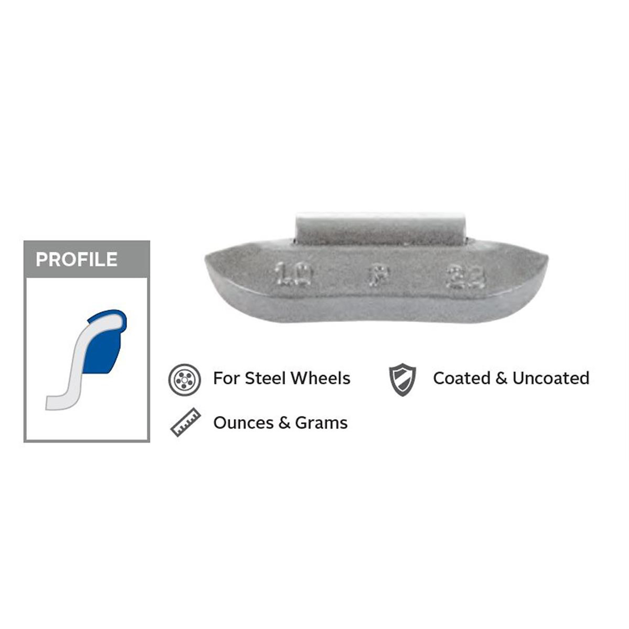 Wegmann Automotive Black Series Wheel Weights — 3.25 Oz., Lead, Clip-On, Uncoated, Box of 25, Model# PWWP325