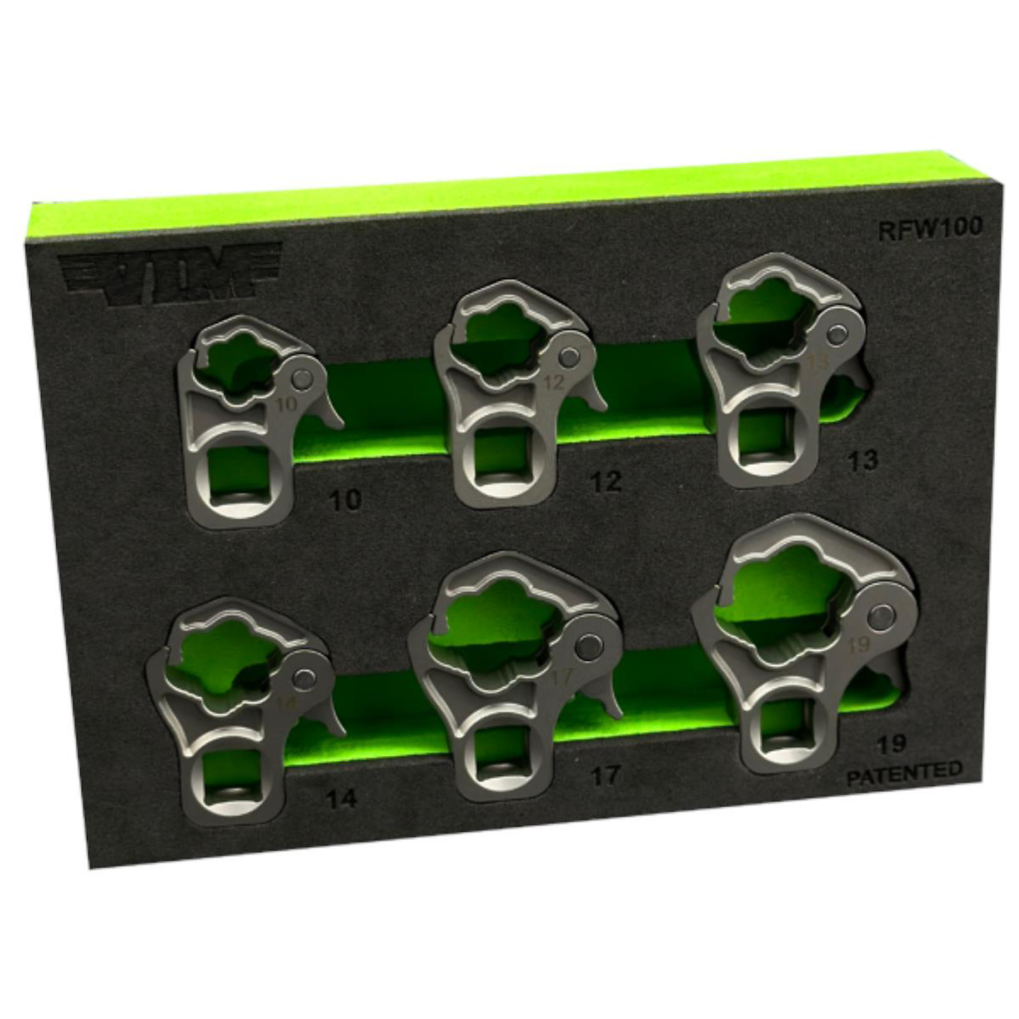 VIM Tools 6-Piece Ratcheting Flare Nut Wrench Set — 3/8in. Drive, 8-14mm, Spring-Loaded Jaw, Model# VIMRFW100
