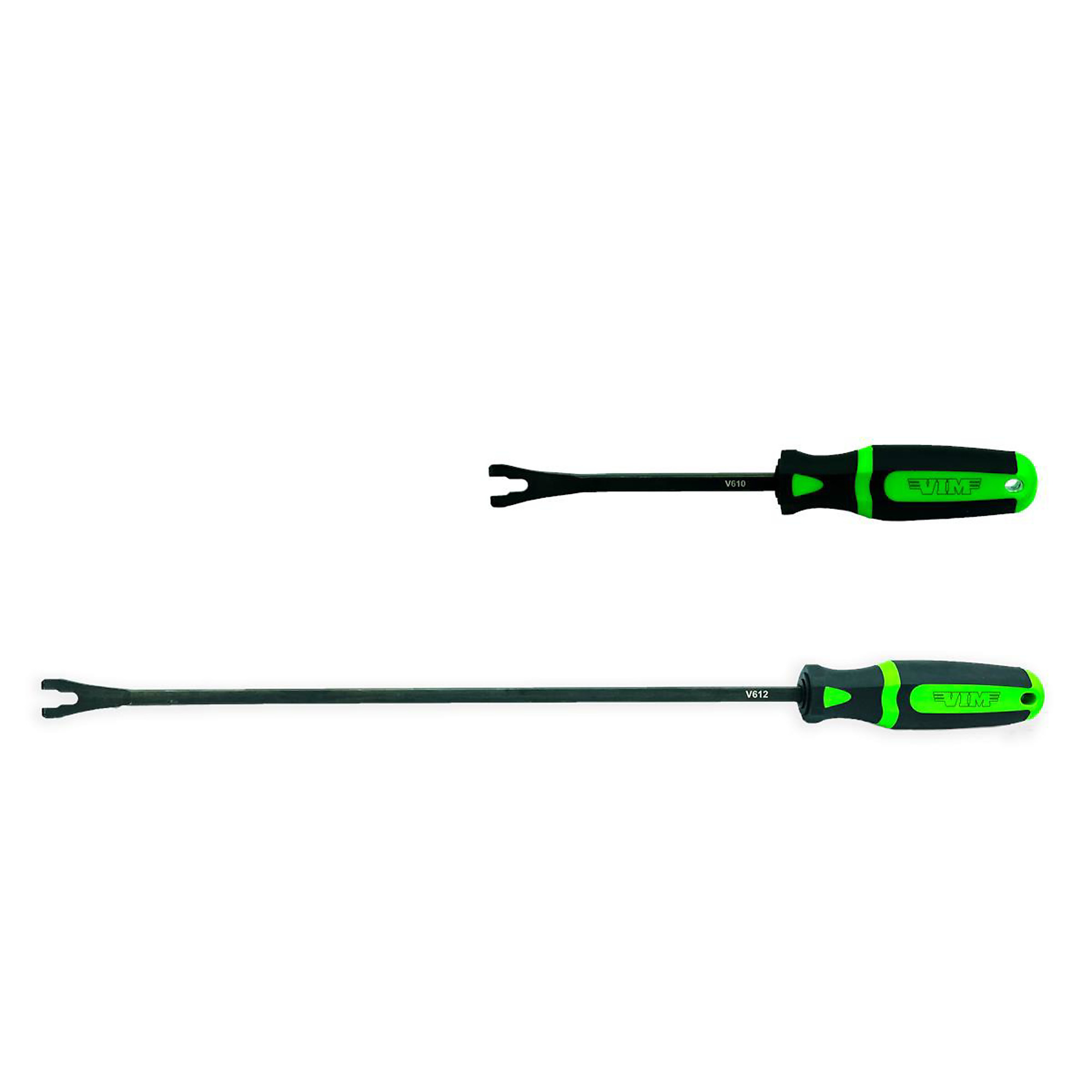 VIM Tools 2-Piece Upholstery Tool Set — Tapered Head, Flat Prying Surface, Orange Handle, Extra Long Length, Model# VIMV613