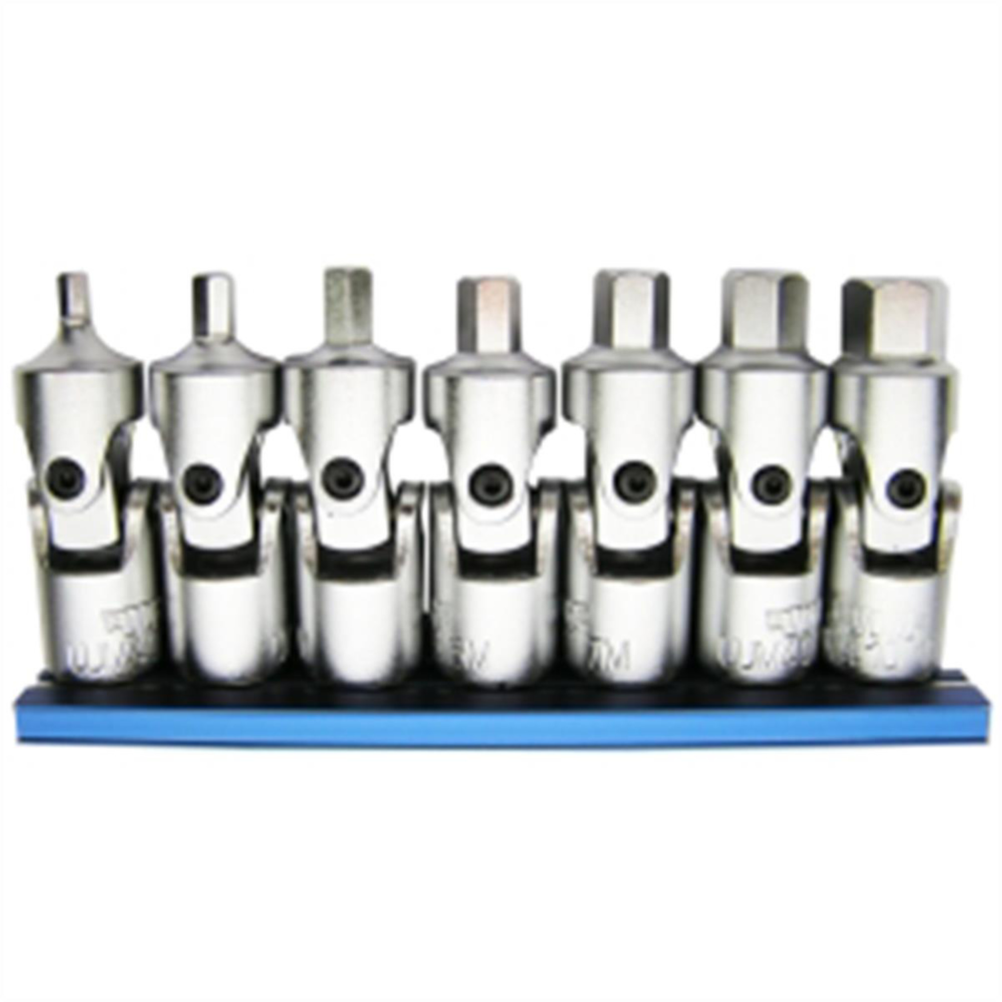 VIM Tools Universal Joint Stubby Metric Hex Driver Set — 7-Piece, 3mm to 10mm, S2 Steel, Satin Chrome Plated, Model# VIMUJM400