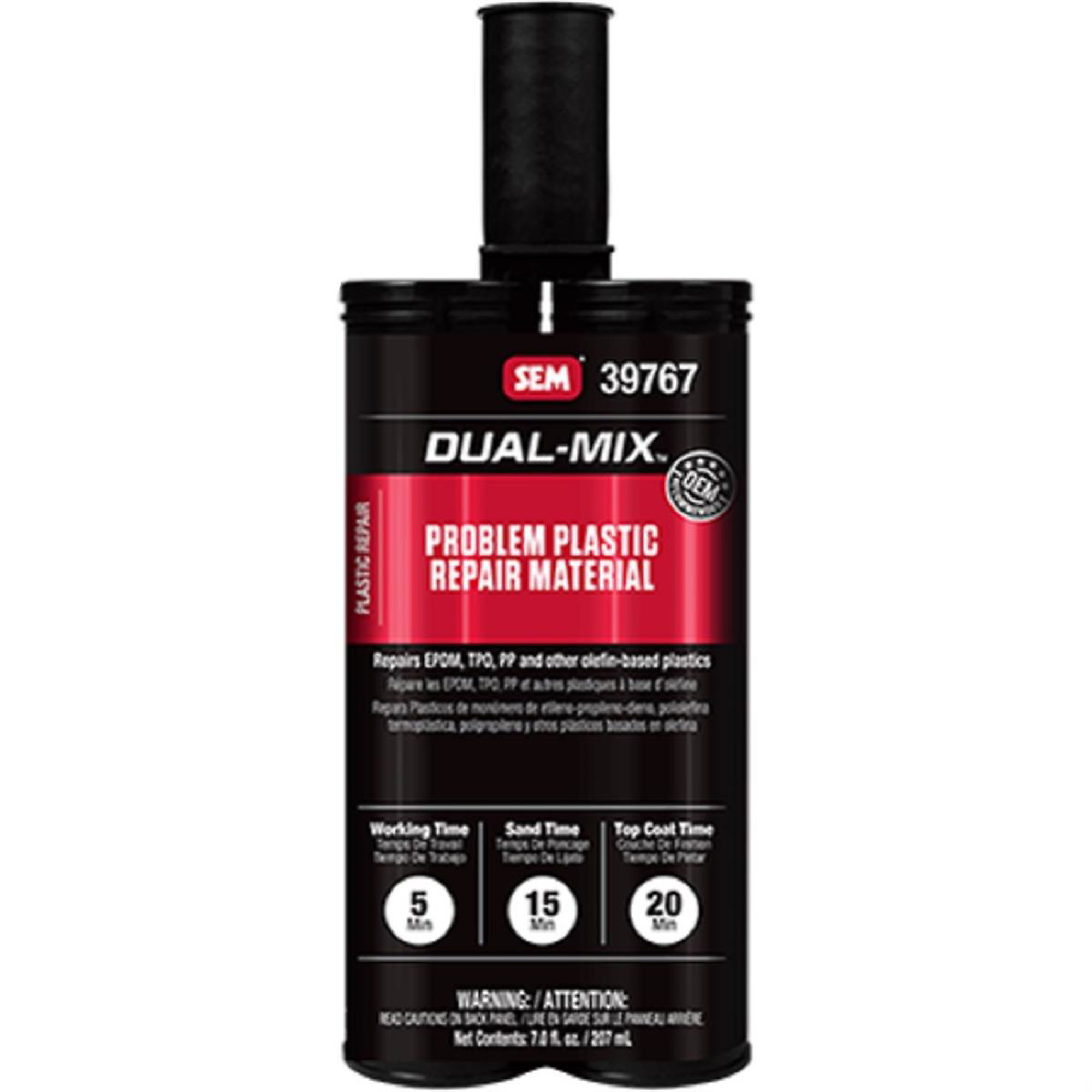 SEM Paints Dual-Mix Problem Plastic Repair Material — Two-Component Epoxy Filler, Model# SEM39767