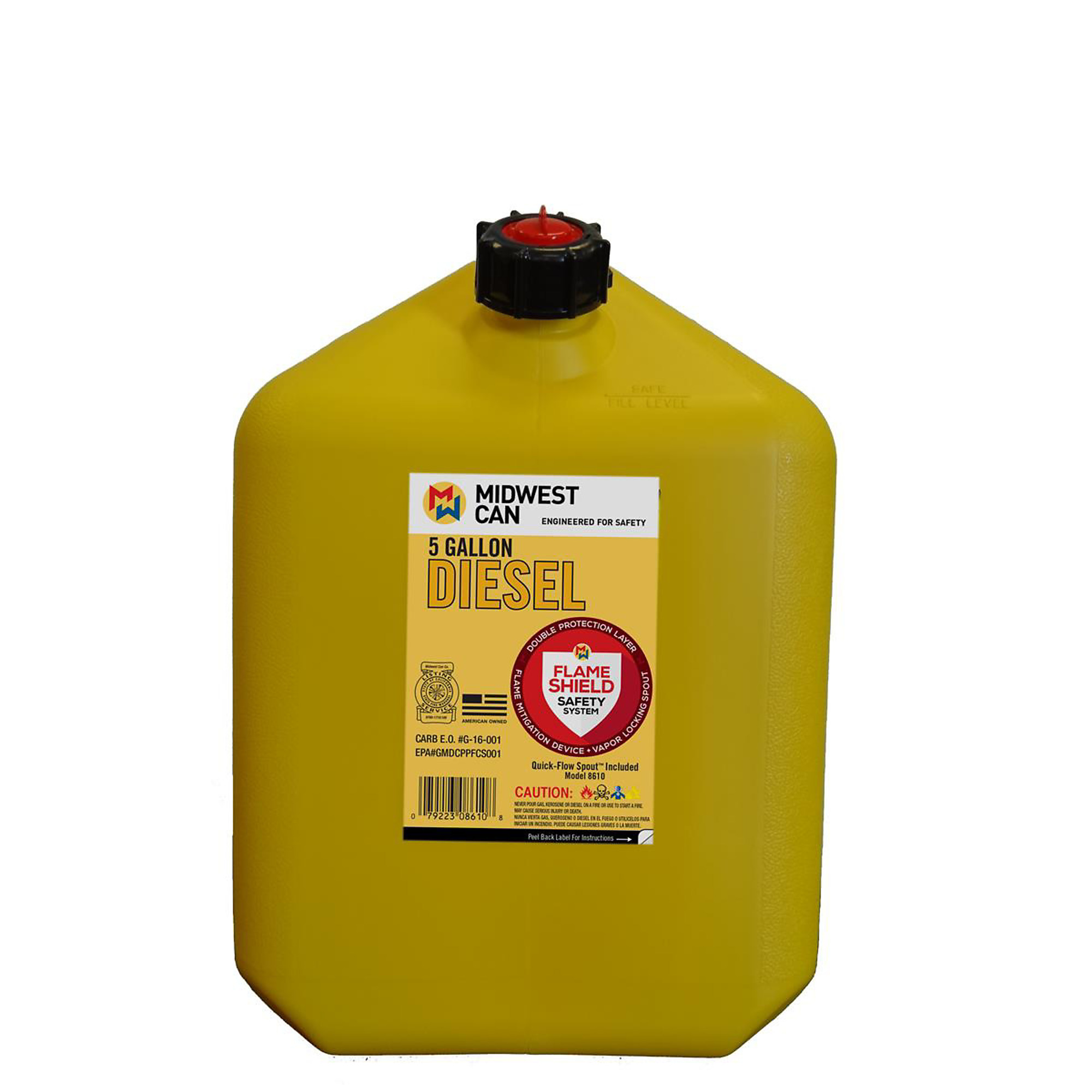 Midwest Can Diesel Can — 5 Gallon, Auto Shut Off, Flame Mitigation Device, HDPE, Model# MWC8610