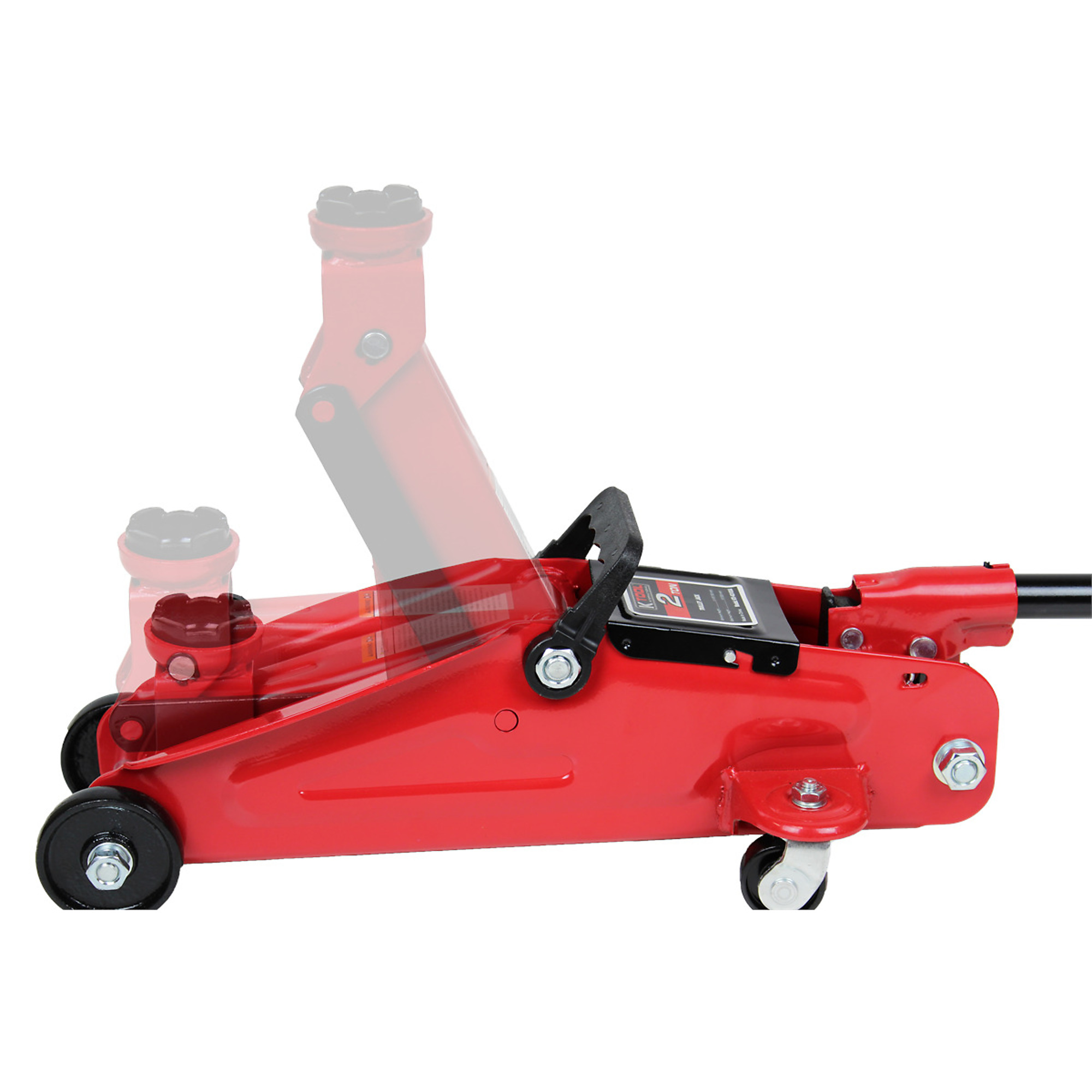 K Tool International Trolley Jack — 2 Ton Capacity, 5 1/8in. to 13in. Lifting Range, Heavy-Duty Steel, Model# KTI63103A