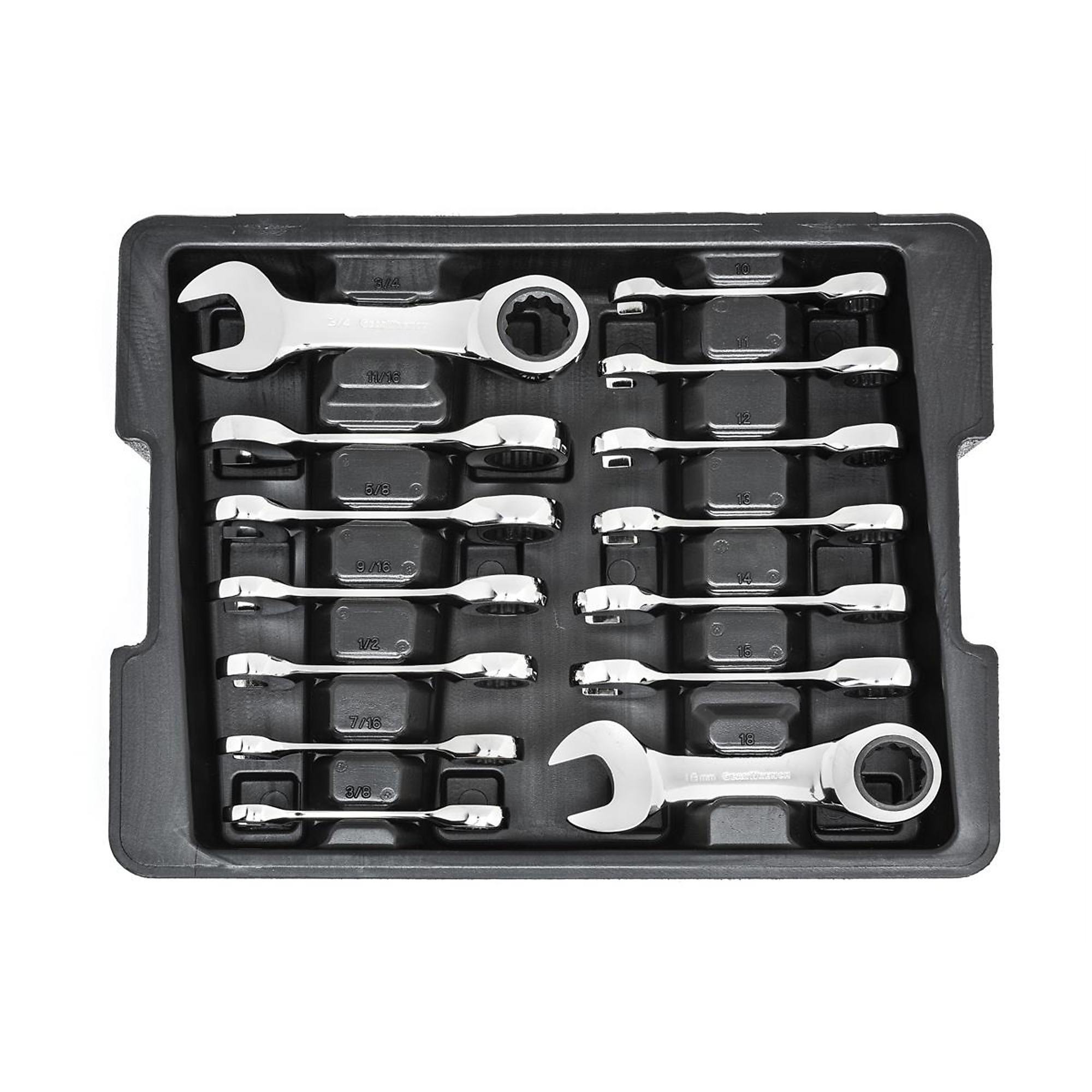 GearWrench Stubby Ratcheting Combination Wrench Set — 14-Piece, 72-Tooth, SAE/Metric, Model# KDT85206