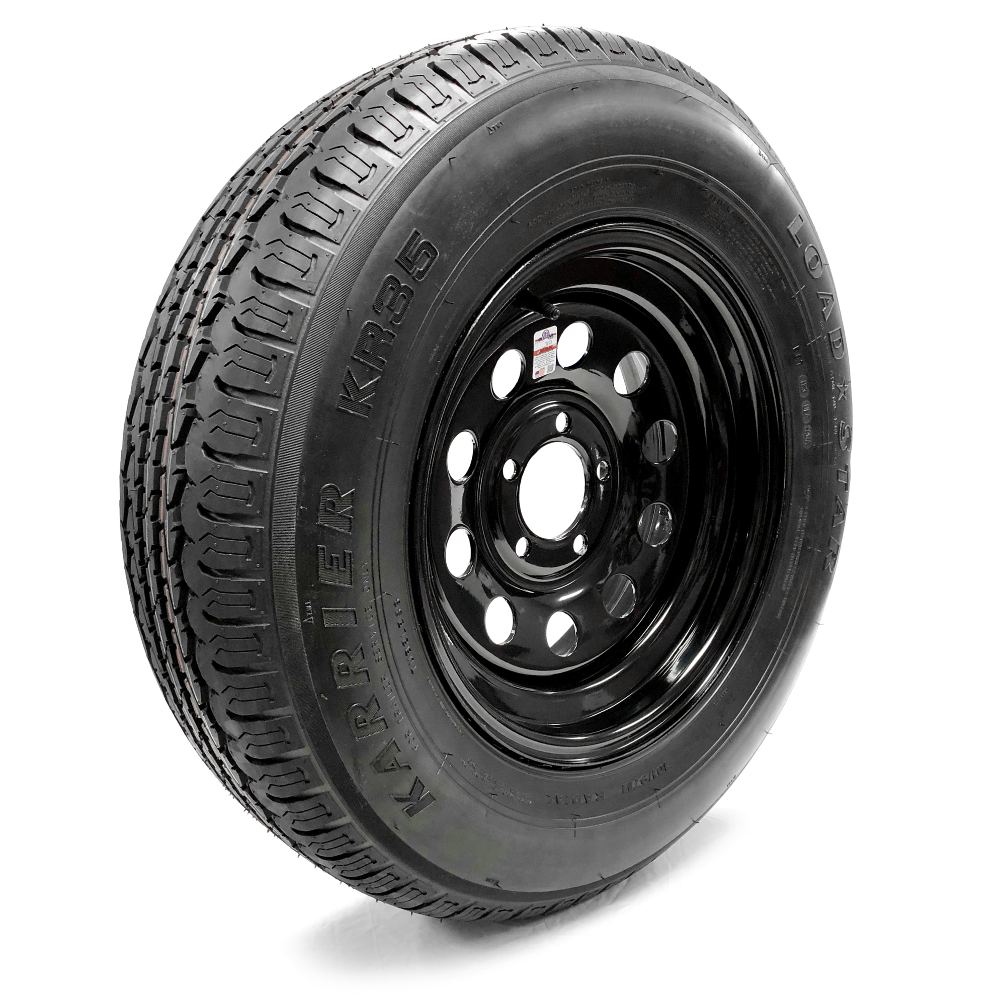 Kenda Loadstar Radial Tire + Wheel Assembly, 13in. Black Mod Wheel, 24.1in. Dia., Load Range C, 5-Bolt Pattern, Model# DM175R3C-5BLMMN