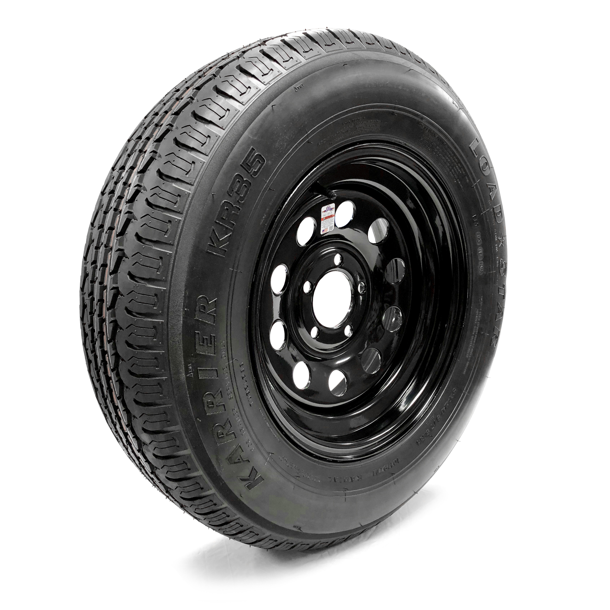 Kenda Loadstar Radial Tire + Wheel Assembly, 14in. Black Mod Wheel, 26.3in. Dia., Load Range C, 5-Bolt Pattern, Model# DM205R4C-5BLMMN