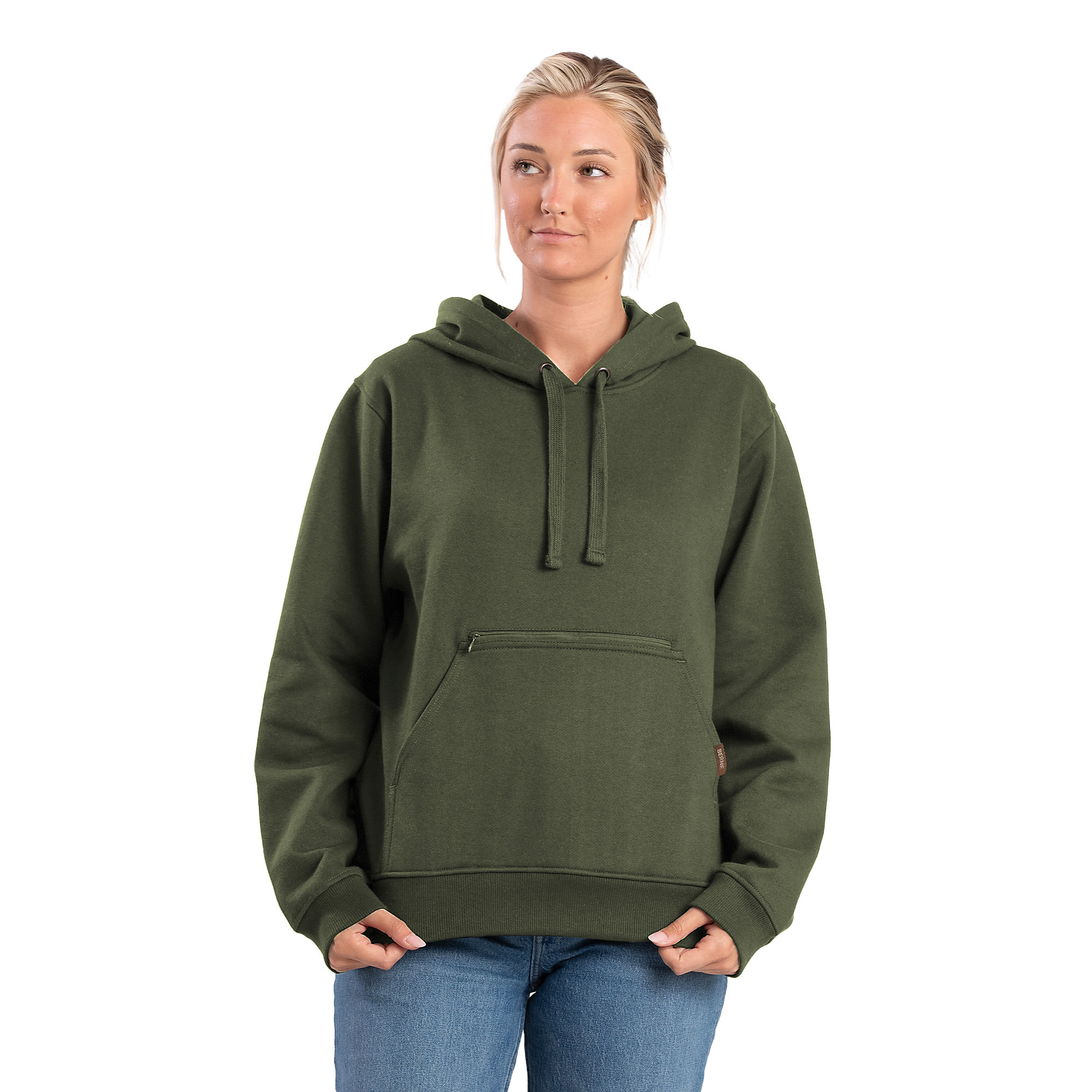 Berne Apparel Wn Hd Pullo Swtsh Dk olgrn M