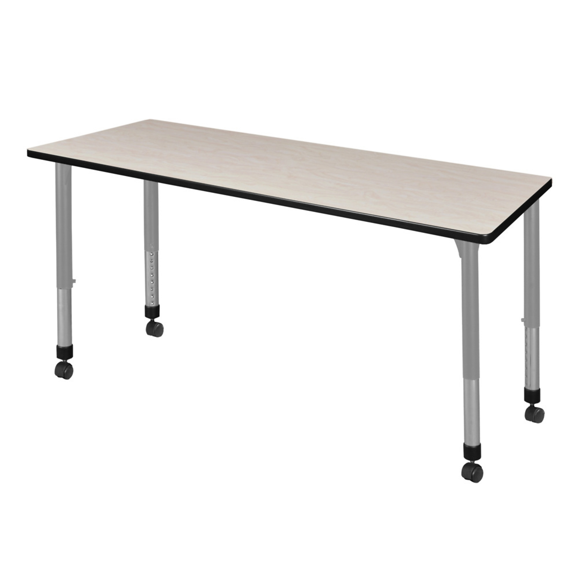 Regency Kee Height Adjustable Mobile Classroom Activity Table — 66in. x 30in., Maple Top & Grey Base, Model# MT6630PLAPCGY