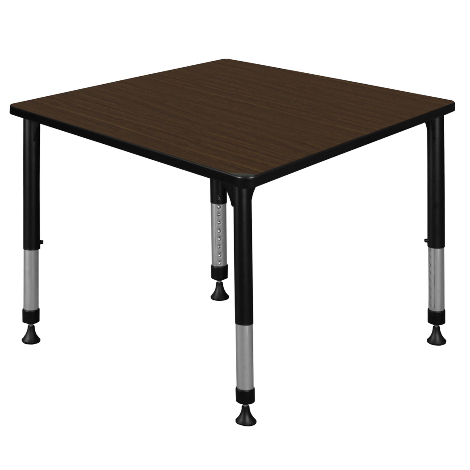 Regency Kee Height Adjustable Classroom Activity Table — 36in. Square, Neo Walnut Top, Black Base, Model# TB3636NWAPBK