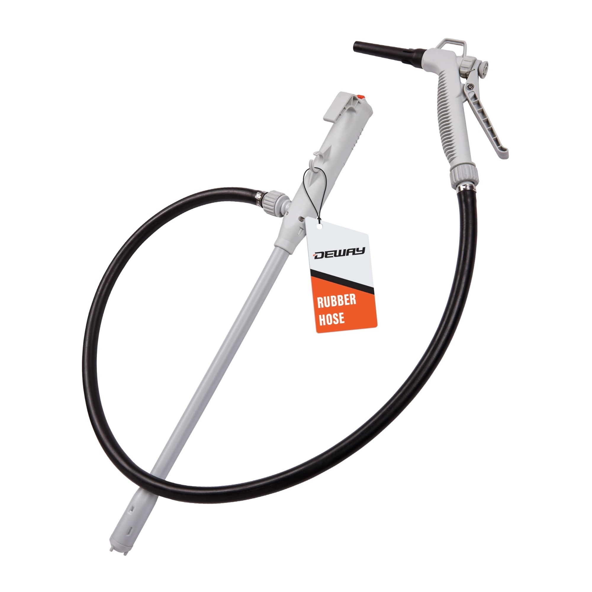 Deway Battery Fuel Transfer Pump — 3.2 GPM, Trigger Nozzle, 51in. Rubber Hose, Hands-Free Use, Model# WAYZSPAAHNRH