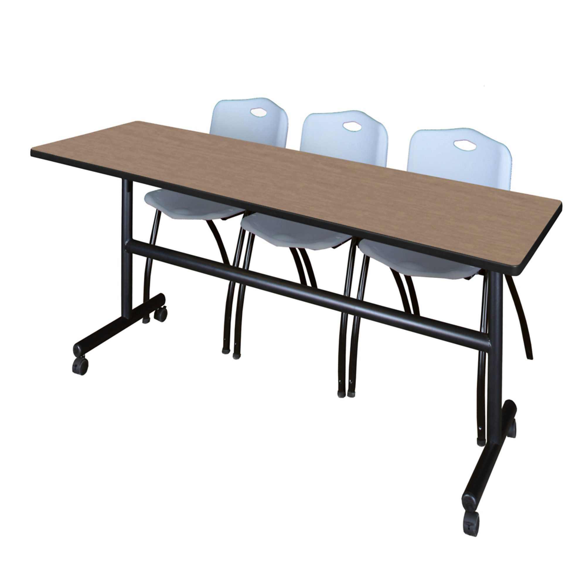 Regency Kobe 84 x 24 in. Flip-Top Training Nesting Table- Noble Oak, 2 ...