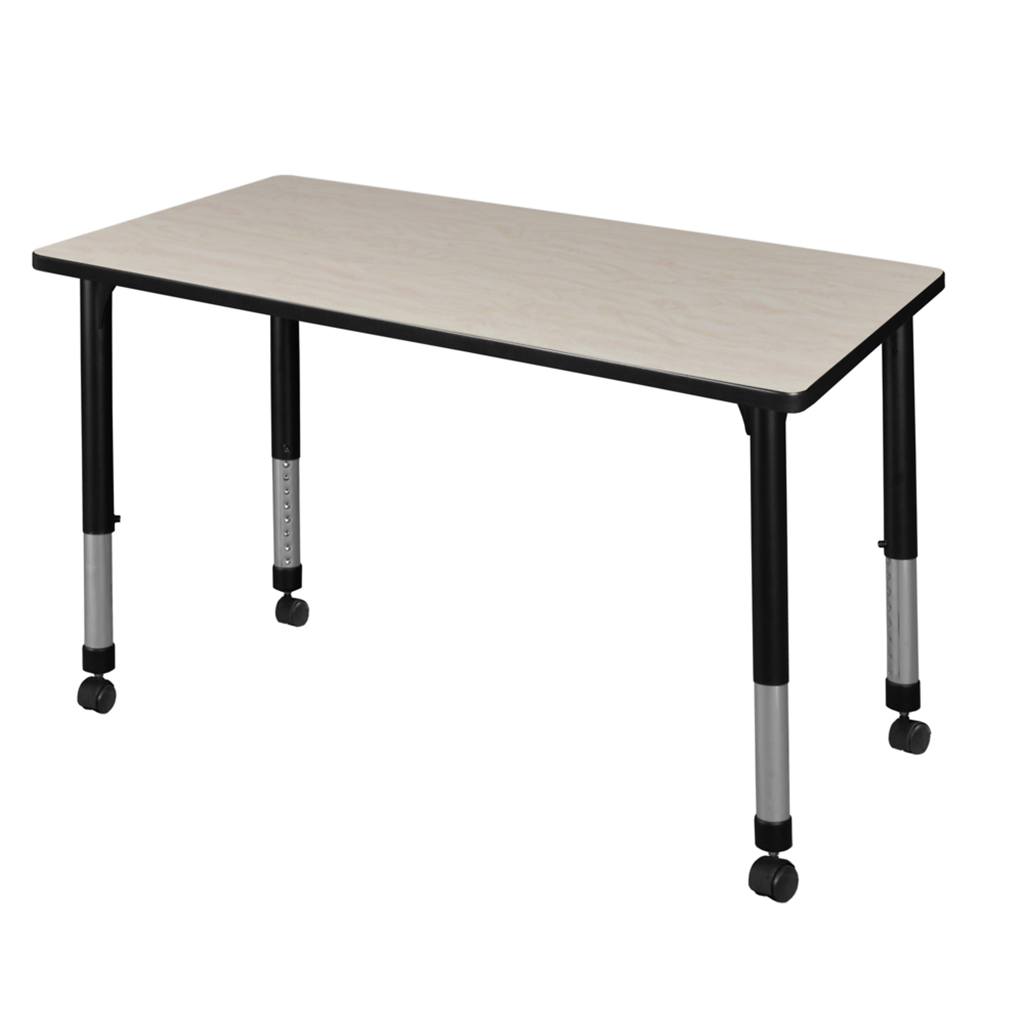 Regency Kee Height Adjustable Mobile Classroom Activity Table — 48in. x 30in., Maple/Cherry, Model# MT4830PLAPCBK