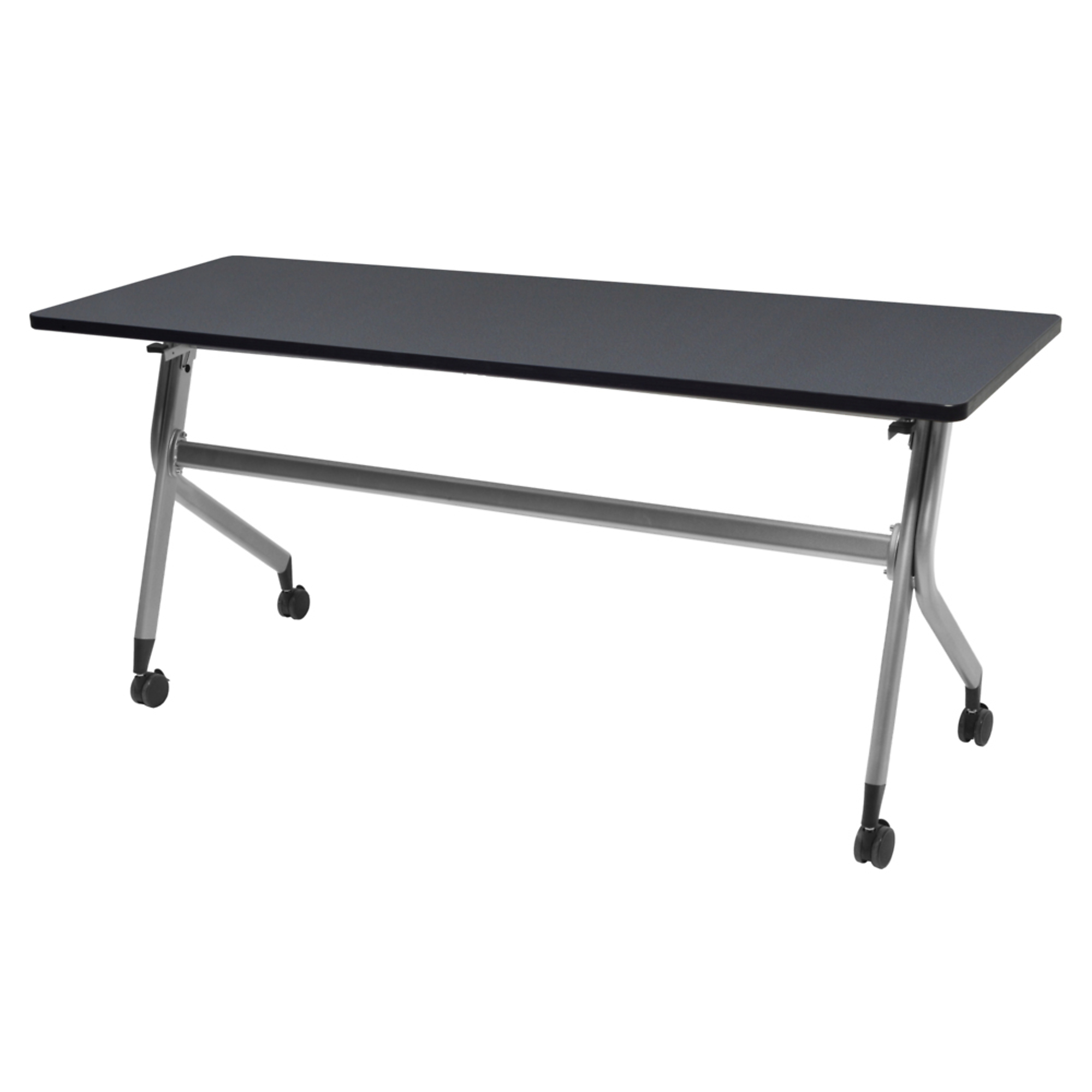 Regency En Route Flip Top Mobile Training Table — 48in. x 24in., Grey Top & Base, Locking Casters, Model# MMFB4824GYGY