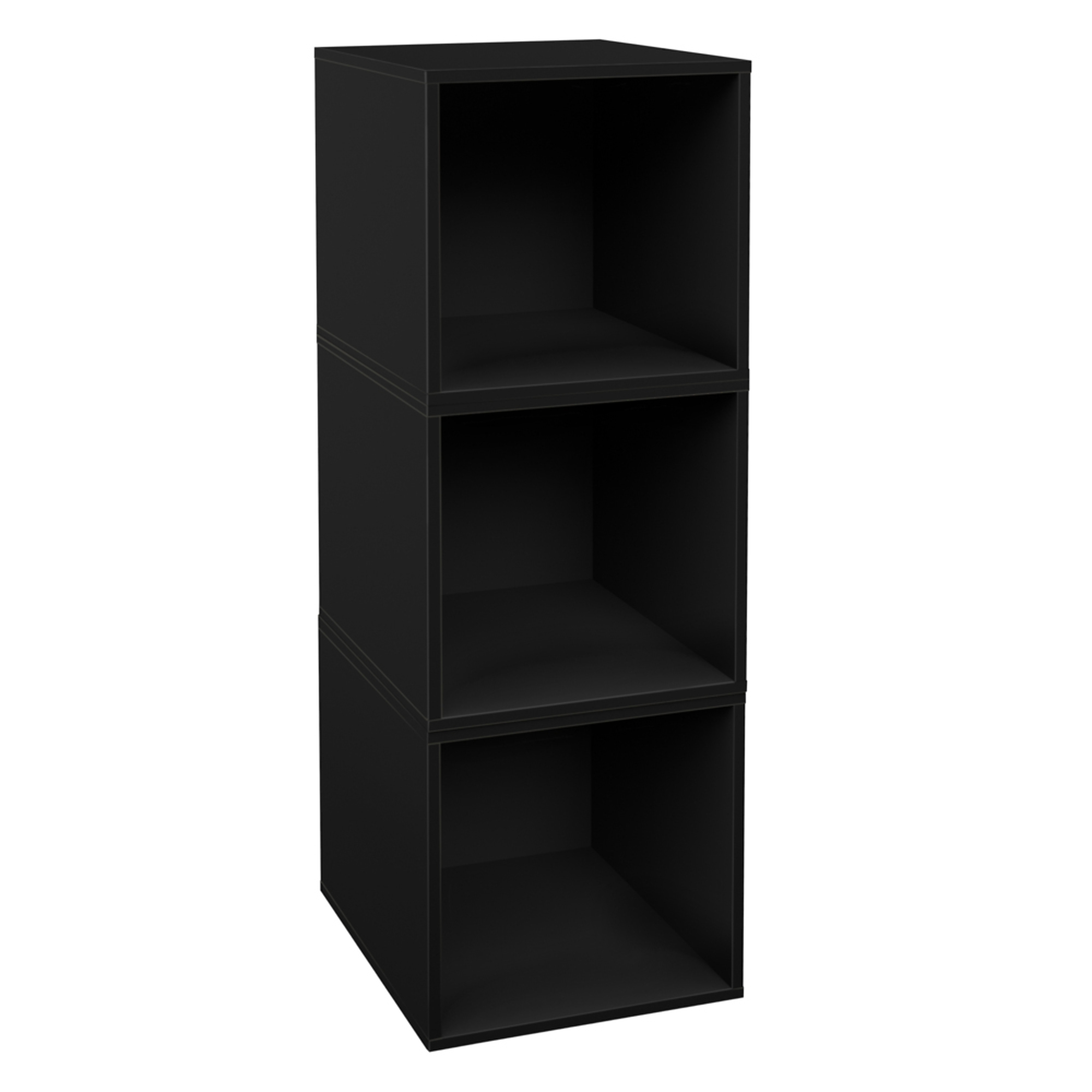 Regency Niche Cubo Wood Stackable Storage Bookcase Shelf Organizer Cube — 3-Pack, Ebony Black, Model# NCBO133PKEB