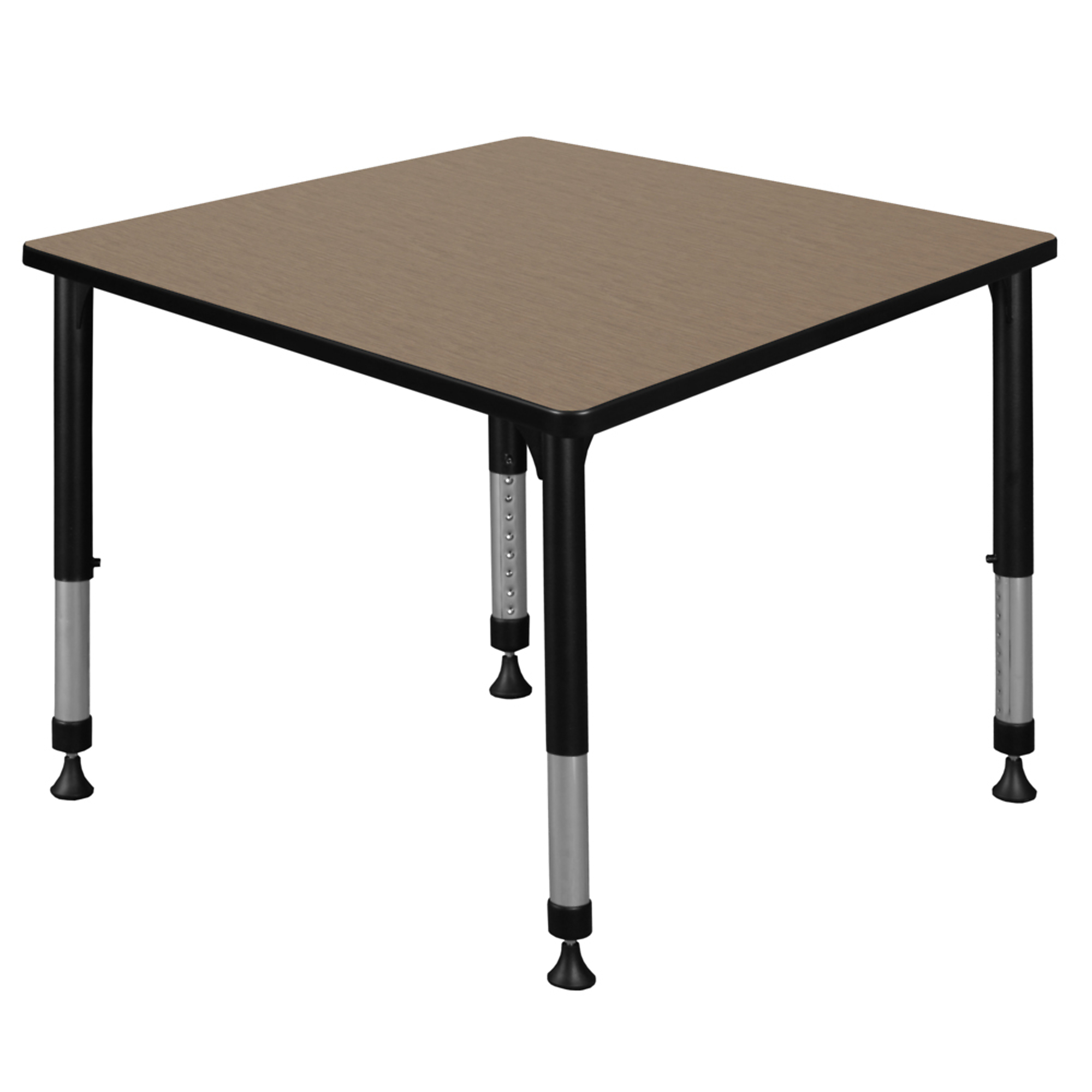 Regency Furniture Kee Height Adjustable Classroom Activity Table — 36in. Square, Noble Oak Top, Black Base, Model# TB3636NOAPBK