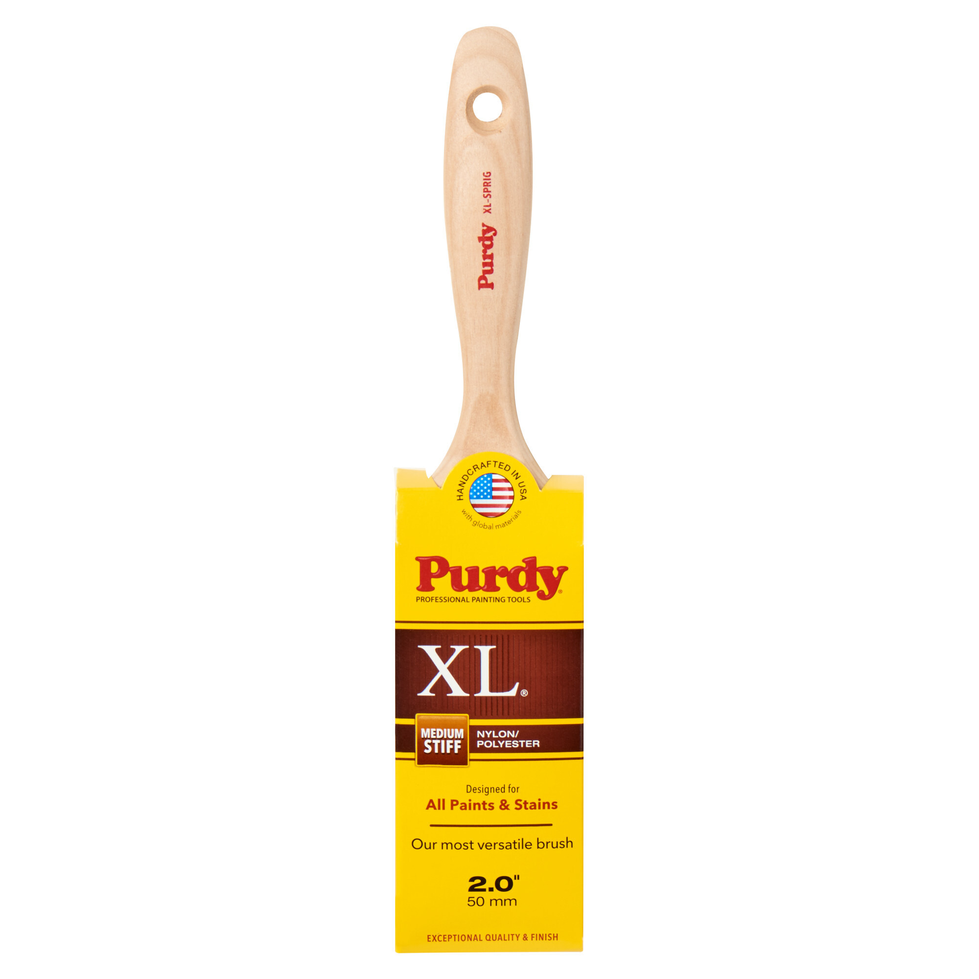 Purdy XL Sprig Flat Trim Paint Brush, 2in., Nylon/Polyester Bristles, Model# 144380320