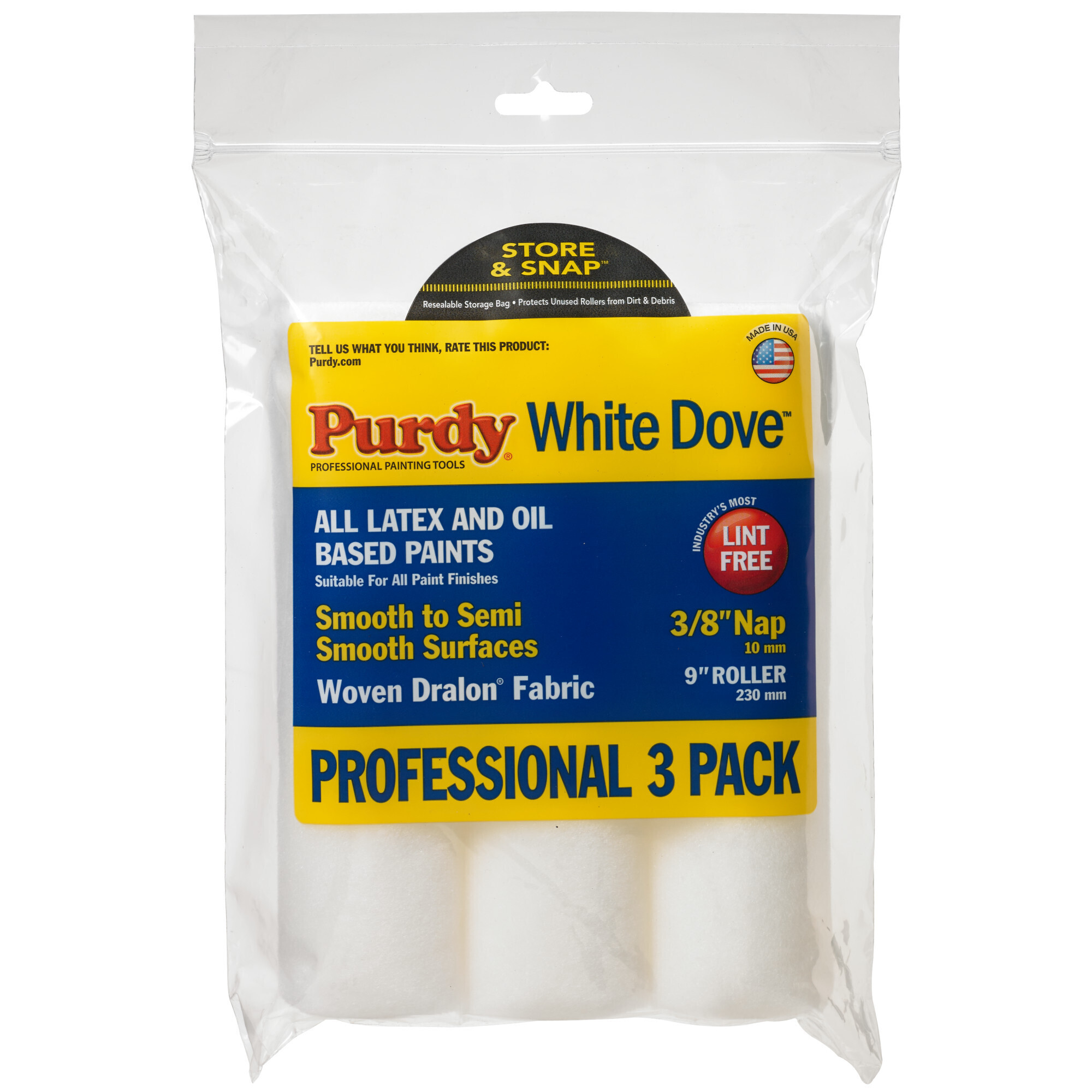 Purdy 3/8in. WhiteDove Roller Covers, 3-Pack, Model# 14E863000