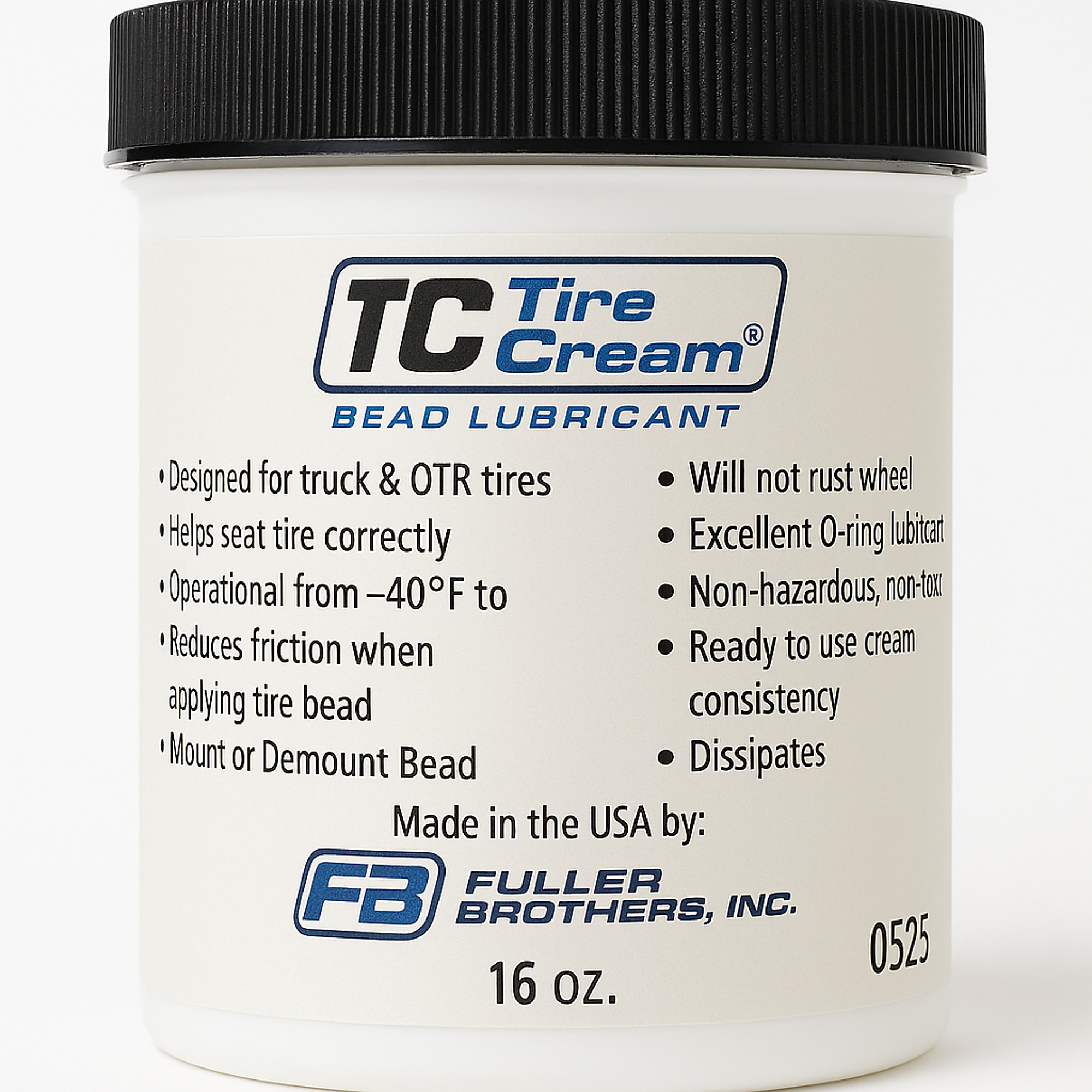 Fuller Bros Tire Cream – 16 oz Jar, Bead Mounting Lubricant, Model 26201