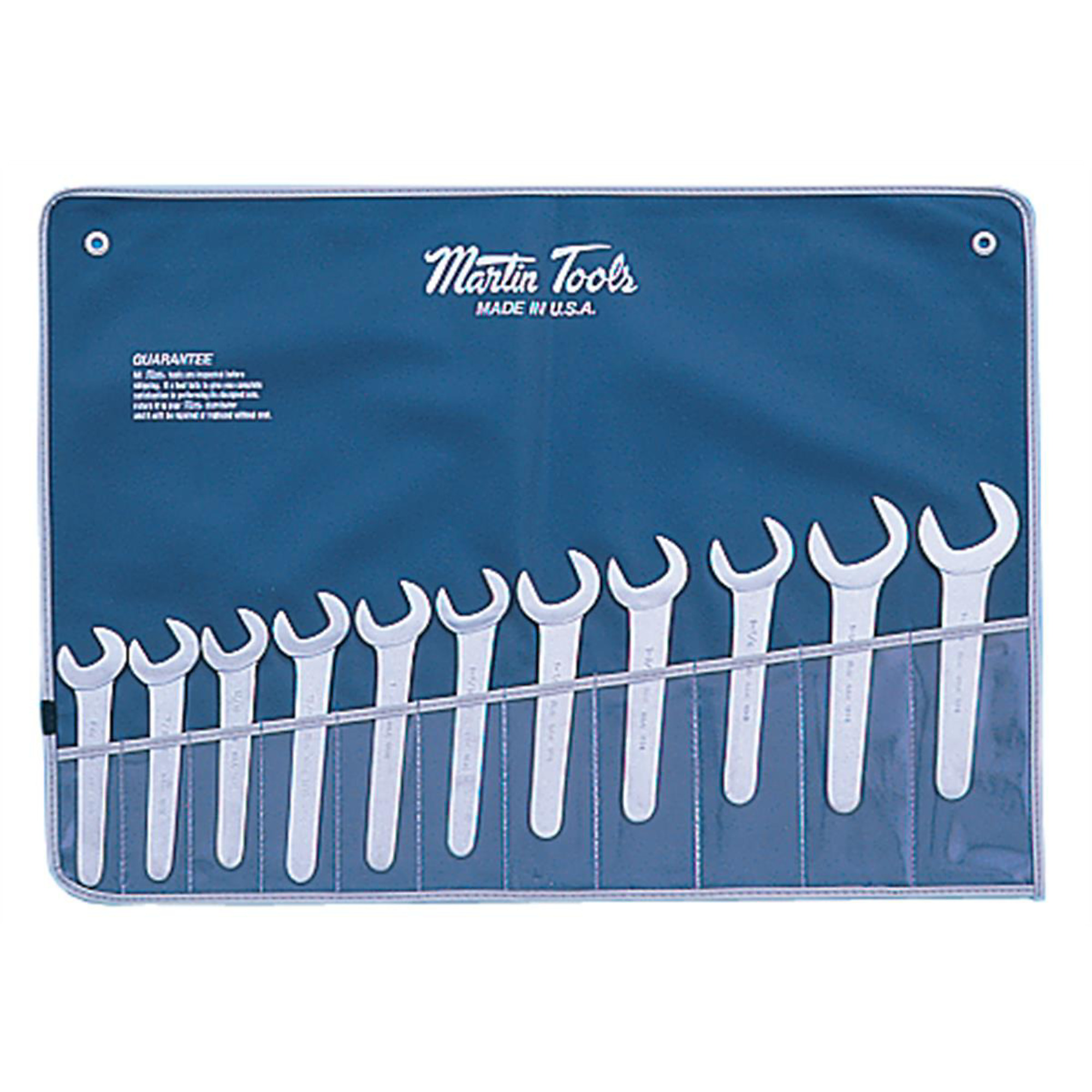 Martin Tools Service Wrench Set — 30° Angle Head, Chrome Finish, 3/4in.–1 1/2in., 11-Piece, Model# MRTSW11K