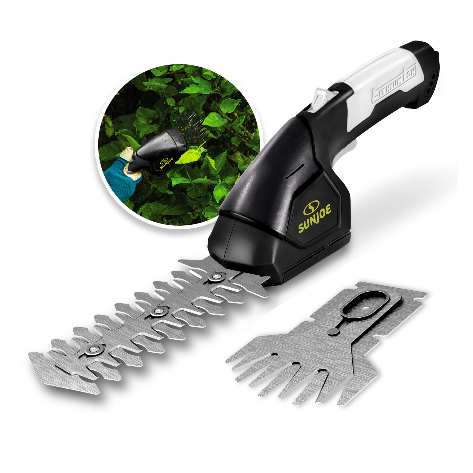 Sun Joe 2-in-1 Cordless Grass Shear/Hedger — 7.2-Volt, 1.5Ah Battery, 4in. Shear Blade, 6in. Hedge Trimmer Blade, Model# HJ604C