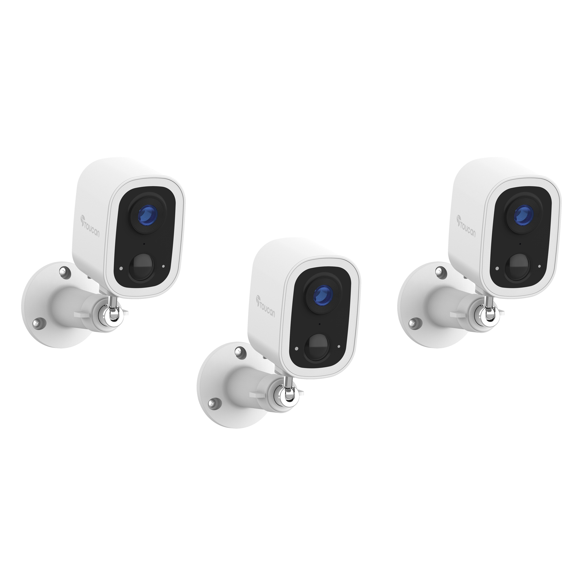 Toucan Wireless 2K Security Camera 3-Pack — Motion Detection, 2-Way Audio, Weatherproof, No Monthly Fee, Model# 843631193983