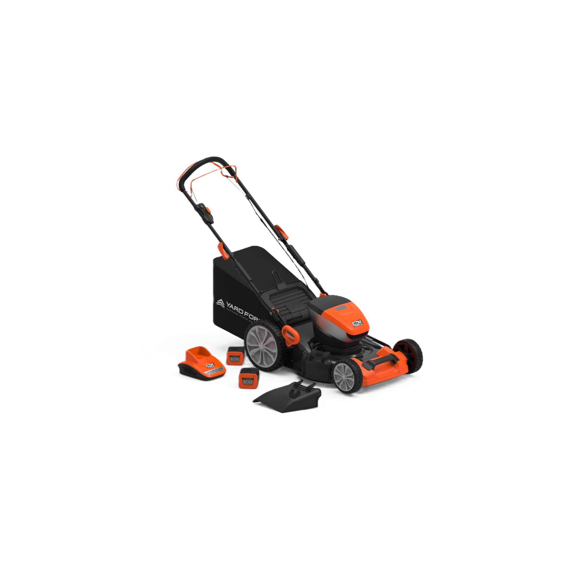 Yard Force, 21" Cordless Lawn Mower, 40-Volt (2) 5.0 Ah Lithium-Ion Batteries, Brushless Rear Wheel Drive Self-Propelled, Fast Charger Included, Model YF40vRX
