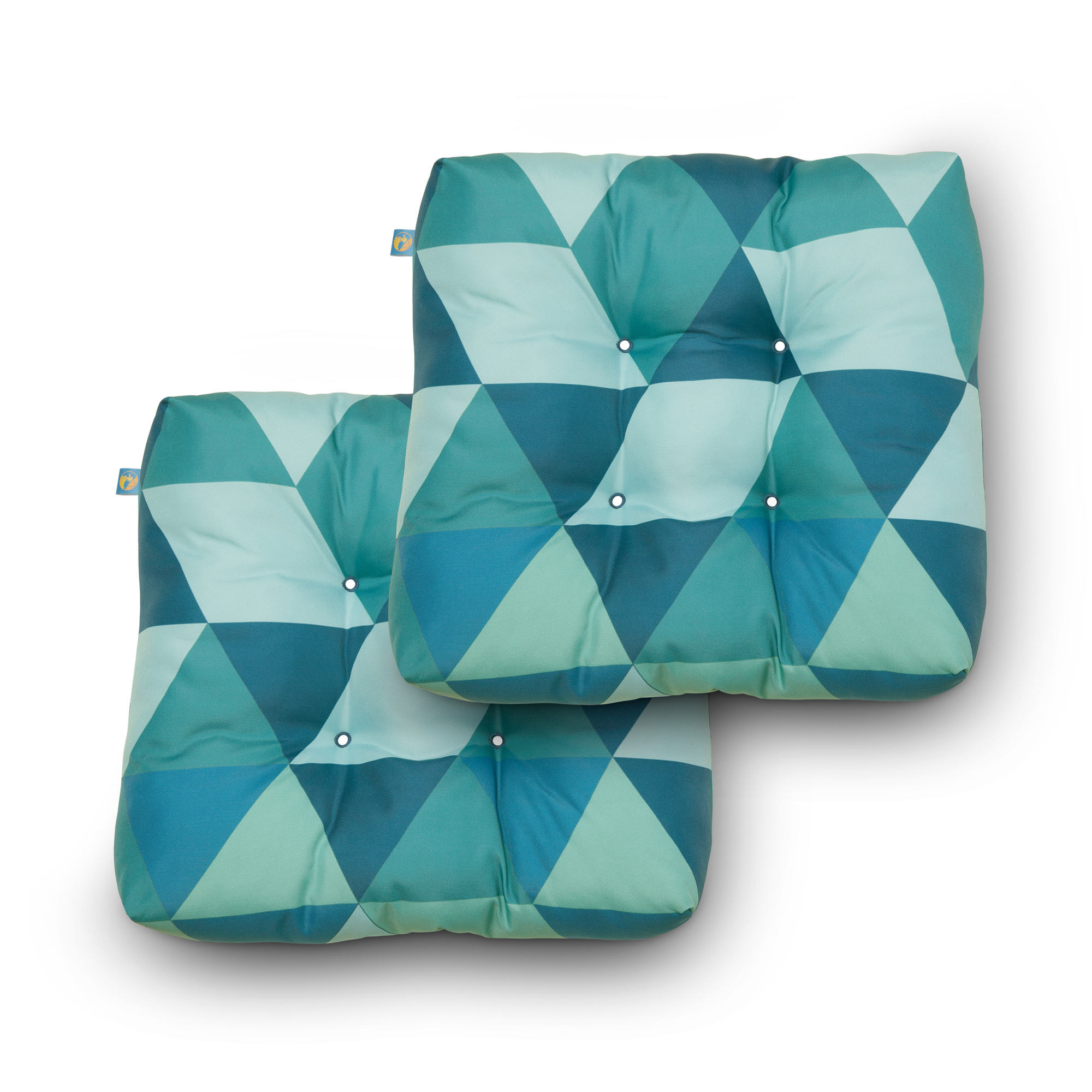 Classic Accessories DuckCovers Water-Resistant Indoor/Outdoor Seat Cushions — 19in. x 19in. x 5in., 2 Pcs, Blue Lagoon Geo, Model# DCBLCH19195-2PK