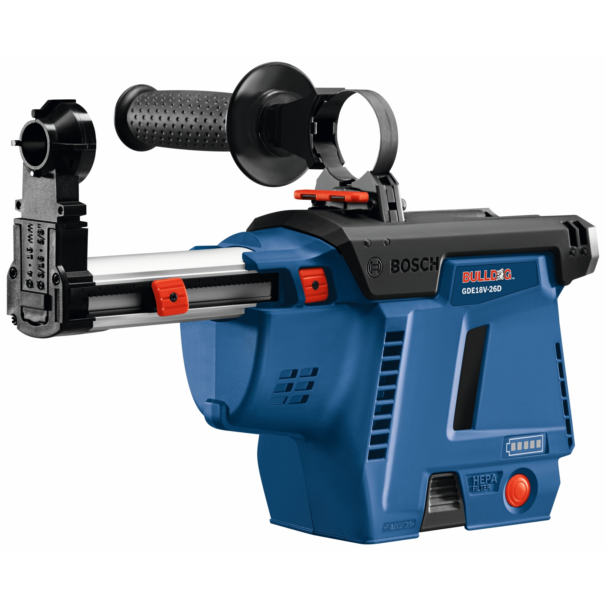 Bosch 18V SDS-Plus Bulldog Dust Collection Attachment — HEPA Filter, 1in. Bit Capacity, Model# GDE18V-26DN
