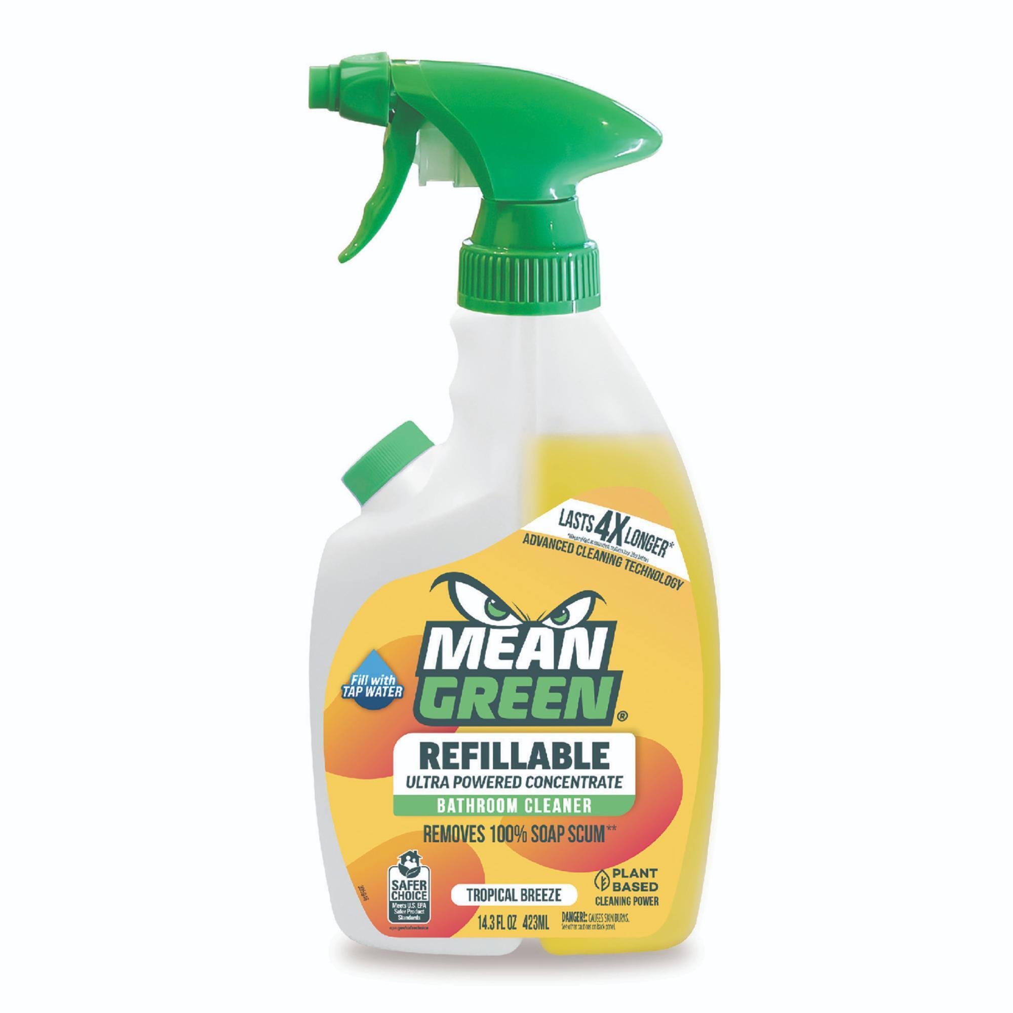 Mean Green Refiilable Bathroom Cleaner, Tropical Breeze, 28 Oz Bottle, 394172