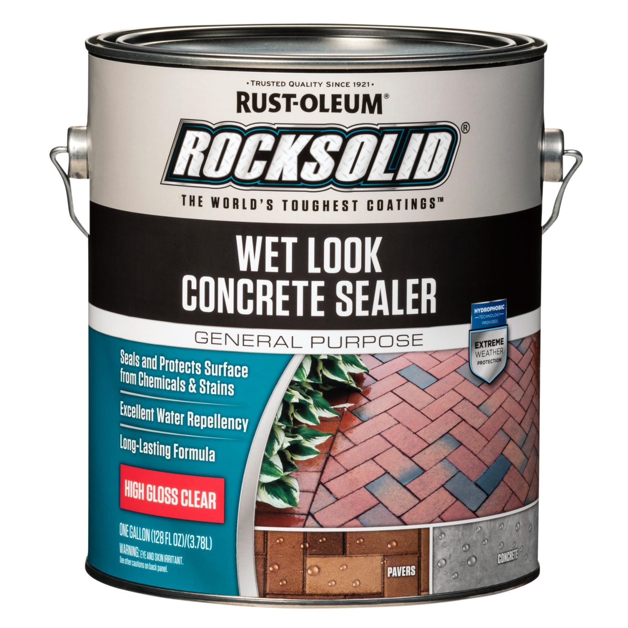 Rust-Oleum RockSolid Wet Look Concrete Sealer, 1-Gal., Clear, High Gloss, Water-Based, Model# 317927