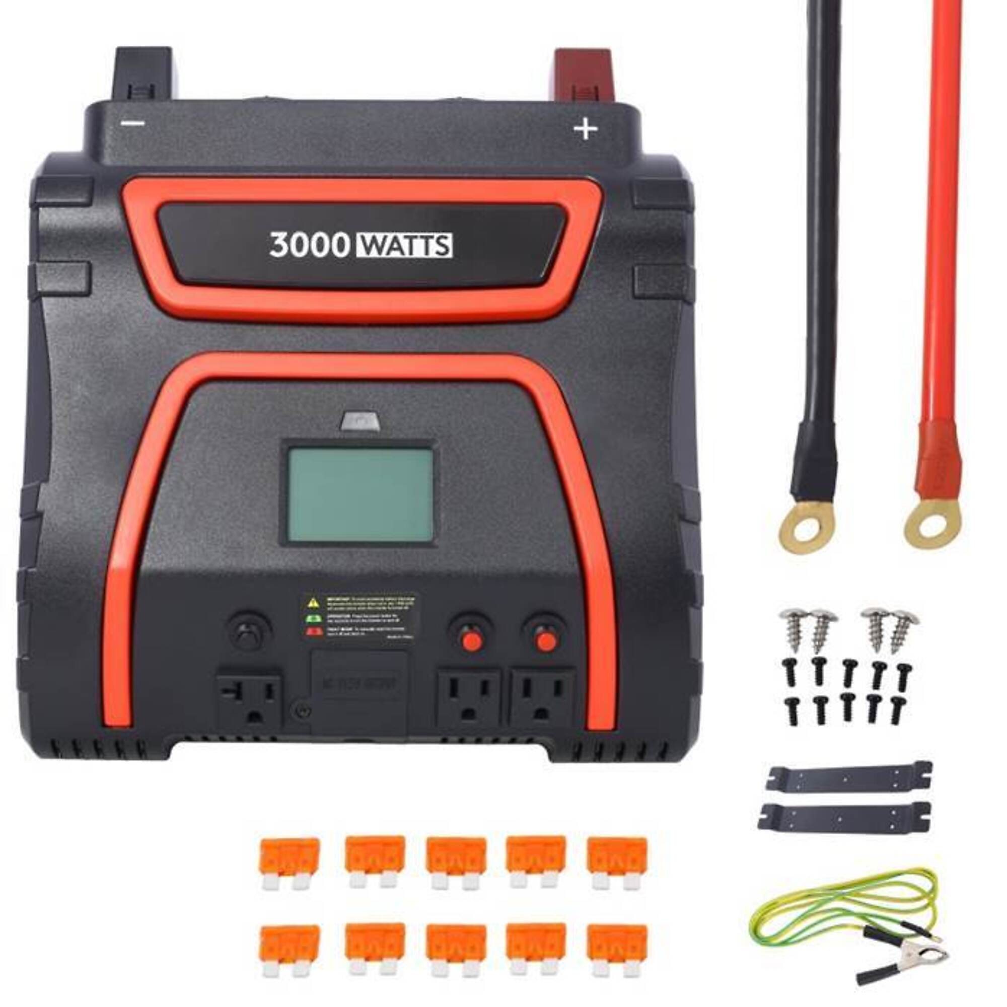 TMB Power Inverter — 3000W Continuous, 6000W Peak, 12V DC to 115V AC, 2 USB Ports, Type C Port, 3 AC Outlets, Model# BAC-W465P193477