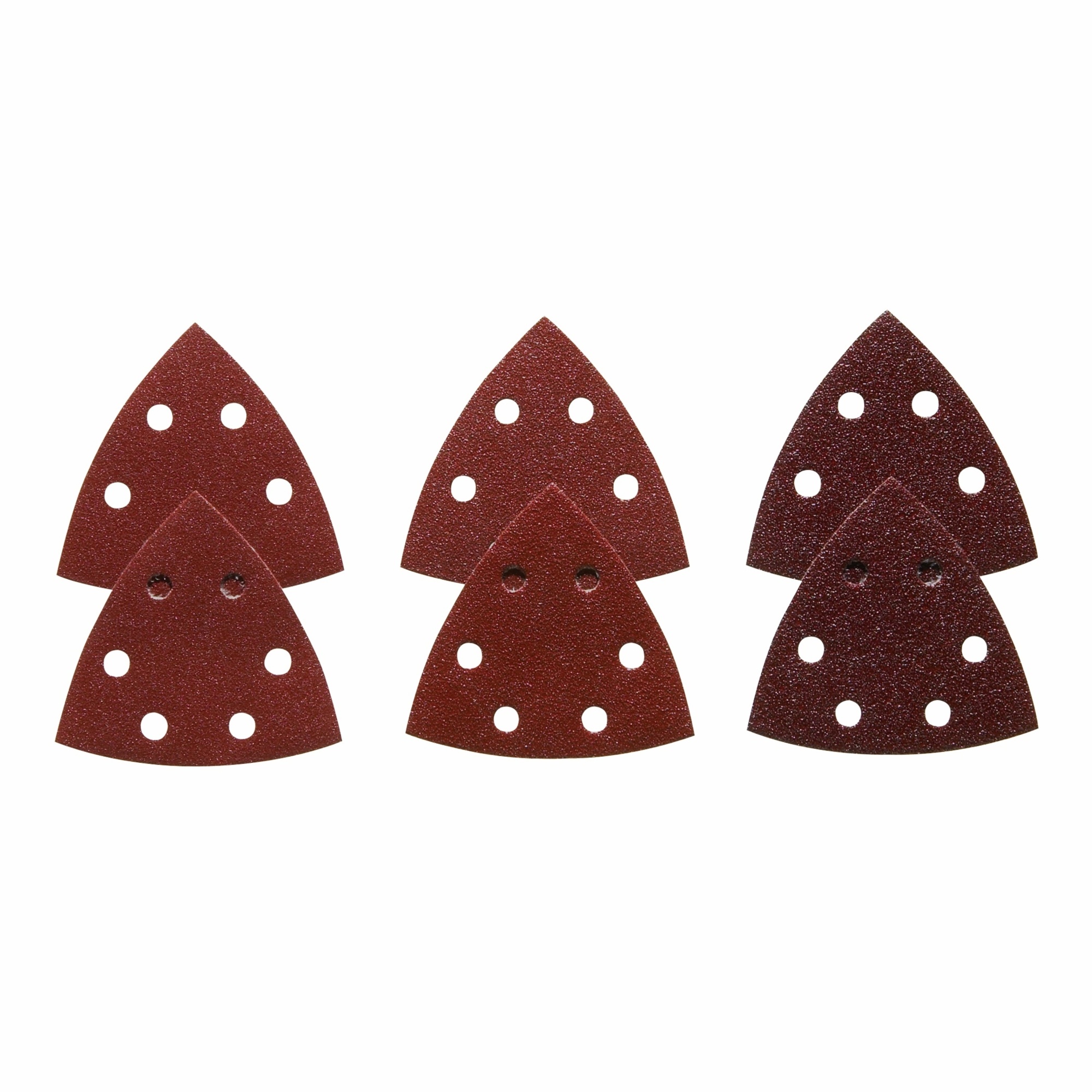 Bosch Detail Sander Abrasive Triangles — 3 1/2in., Assorted Grits, 6 Pcs, Hook-and-Loop Attachment, Red, Model# SDTR000
