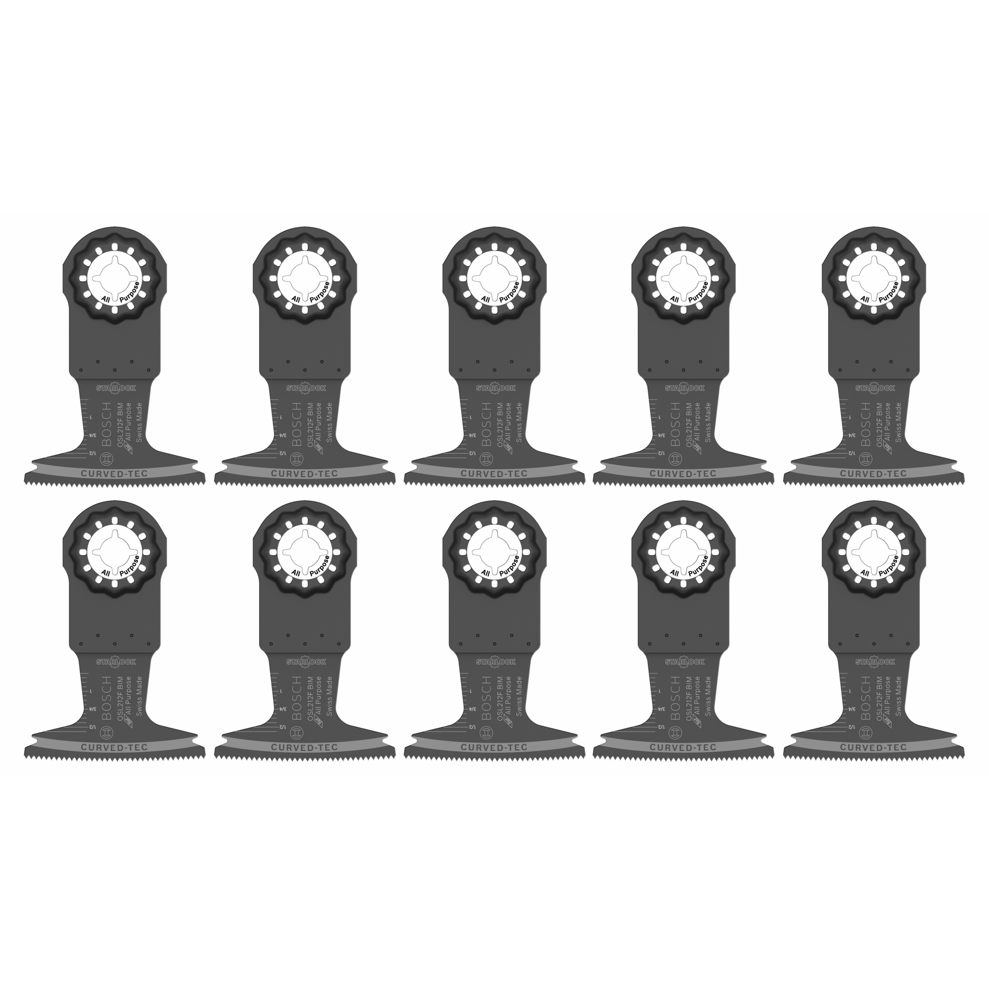 Bosch Starlock Oscillating Multi-Tool Bi-Metal Plunge Cut Blade — 2.5in., 10 Pk., Model# OSL212F-10