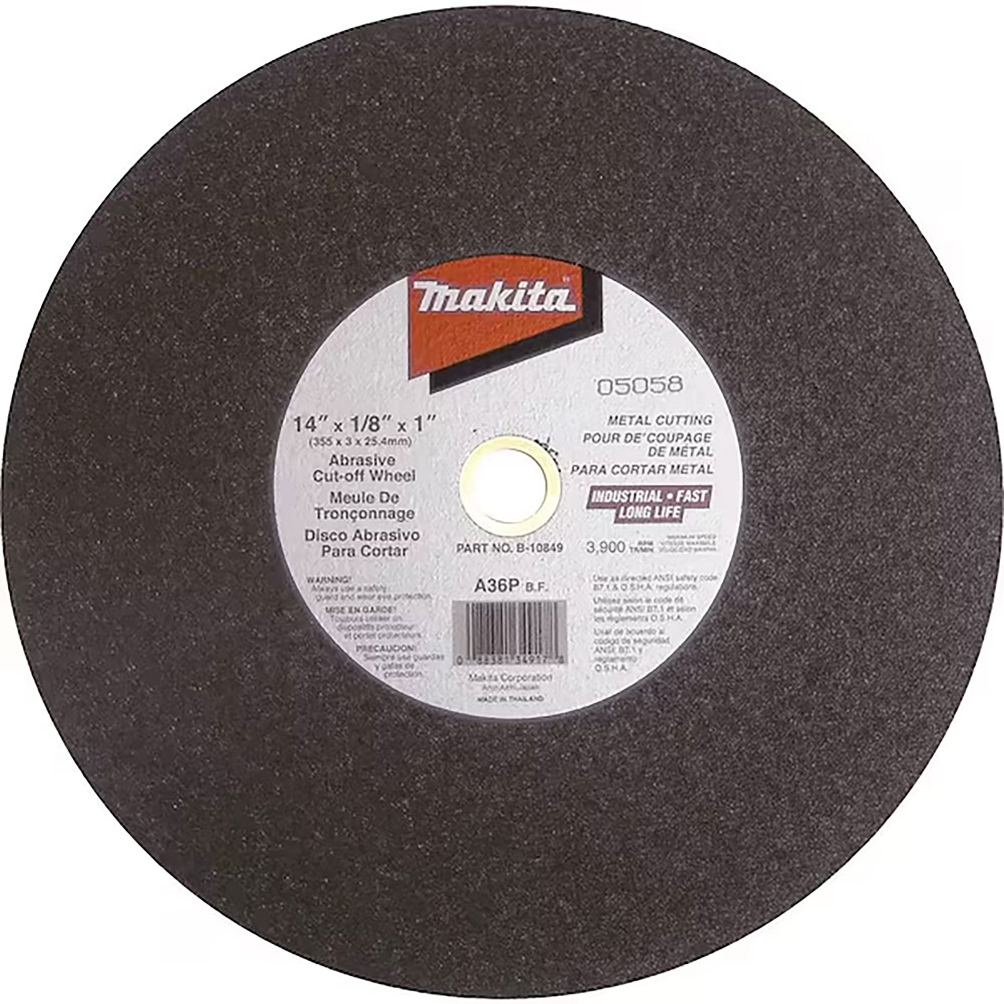Makita, 14" CUT-OFF WHEEL Model# B-10849-25