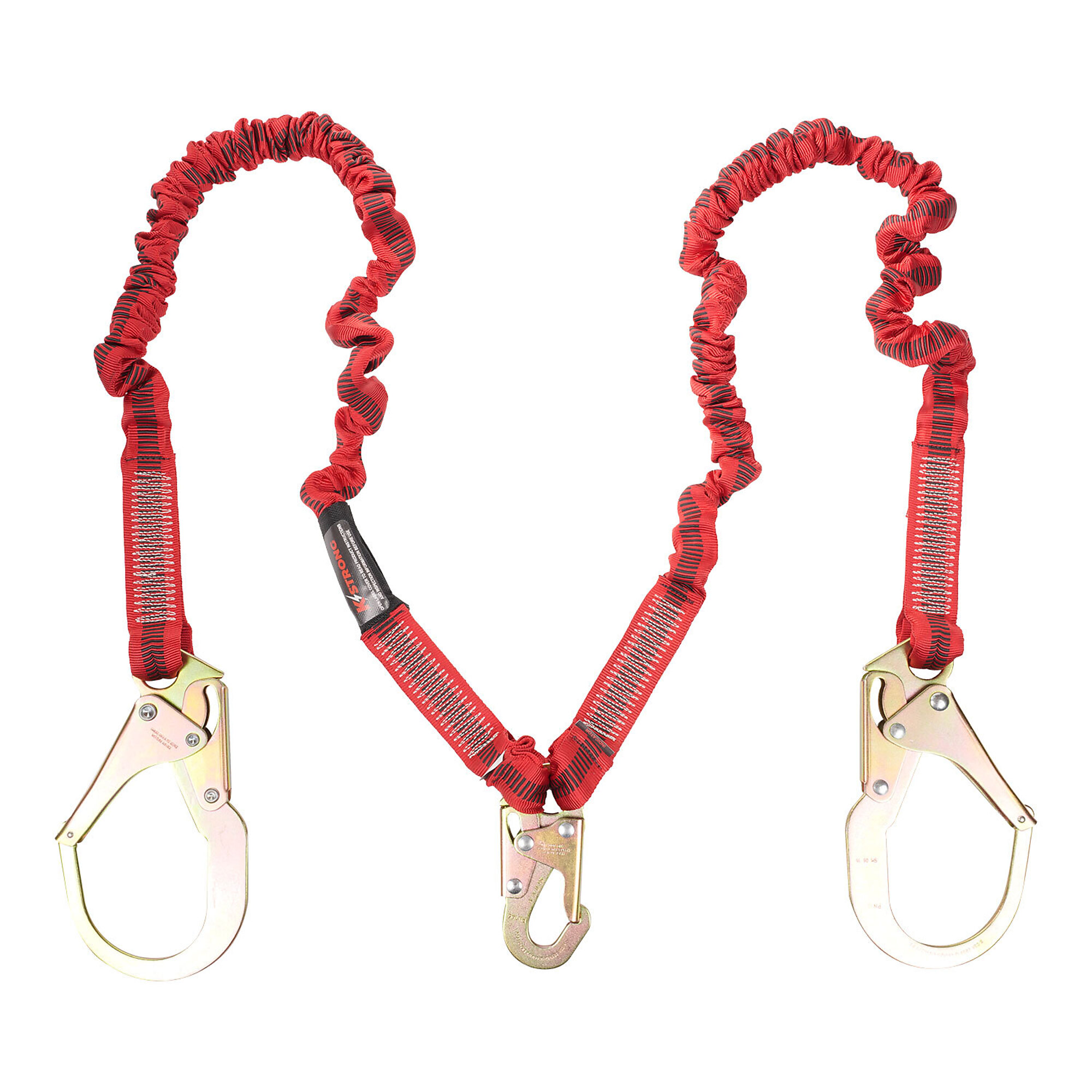 KStrong Twin Leg Shock Absorbing Lanyard — 4.5ft. to 6ft., Elasticated Design, Snap Hook, Rebar Hooks, Model# UFL206131