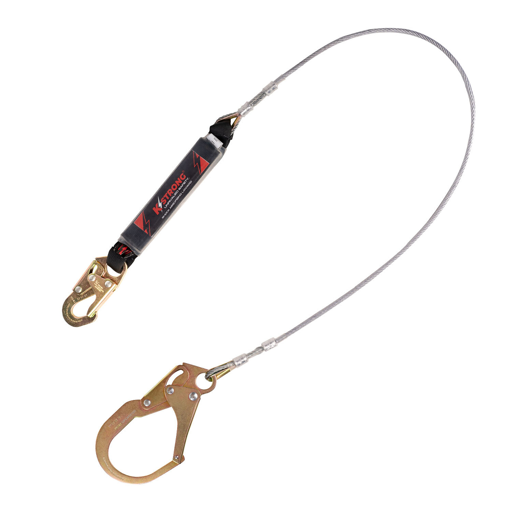 KStrong Leading Edge Shock Absorbing Lanyard — 6ft., Clear Pack Design, Coated Wire, Snap Hook and Rebar Hook, Model# UFL201611