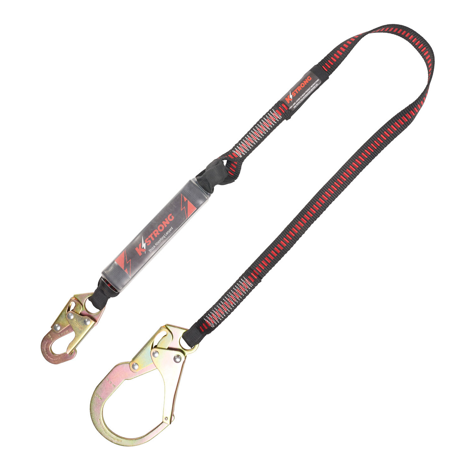 KStrong Shock Absorbing Lanyard — 6ft., Clear Pack Design, Snap Hook, Rebar Hook, ANSI, Model# UFL201111