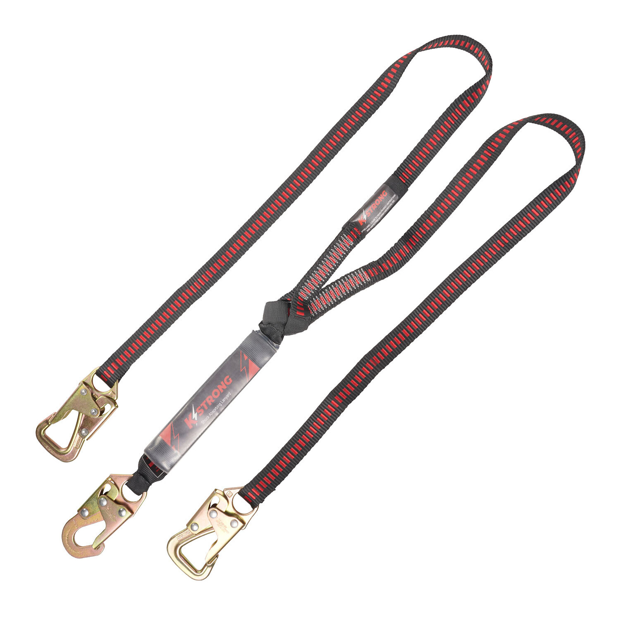 KStrong 6ft. Twin Leg Shock Absorbing Lanyard — 100% Tie-Off, Tie-Back Design, Snap Hook, ANSI, Model# UFL201421