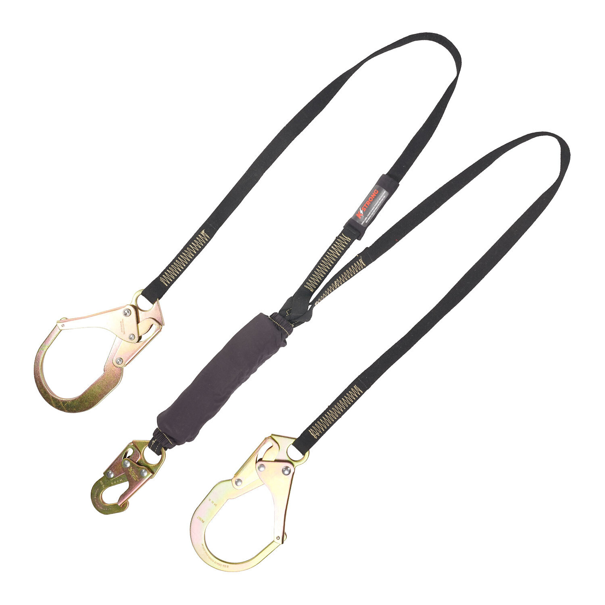 KStrong 6ft. Twin Leg Shock Absorbing Lanyard — Arc Flash Rated, 100% Tie-Off, Snap Hook, 2 Rebar Hooks, Model# UFL201721