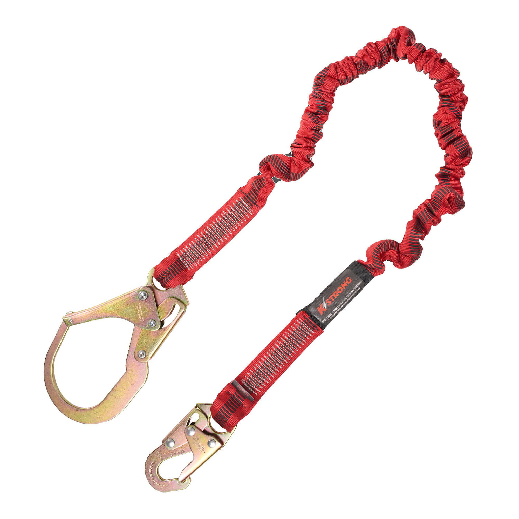 KStrong Elasticated Shock Absorbing Lanyard — 4.5ft. to 6ft., Snap Hook and Rebar Hook, 5000 Lb. Breaking Strength, Model# UFL206111