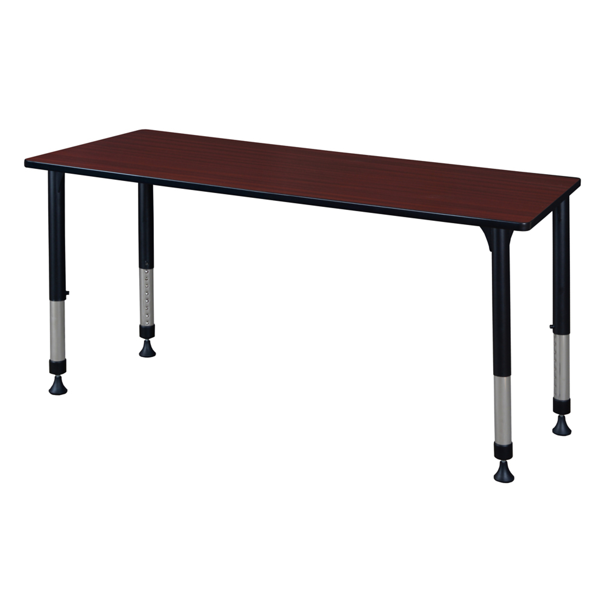 Regency Kee Height Adjustable Classroom Activity Table — 66in. x 30in., Mahogany/Grey, Black T-Mold Edge, Model# MT6630MHAPBK