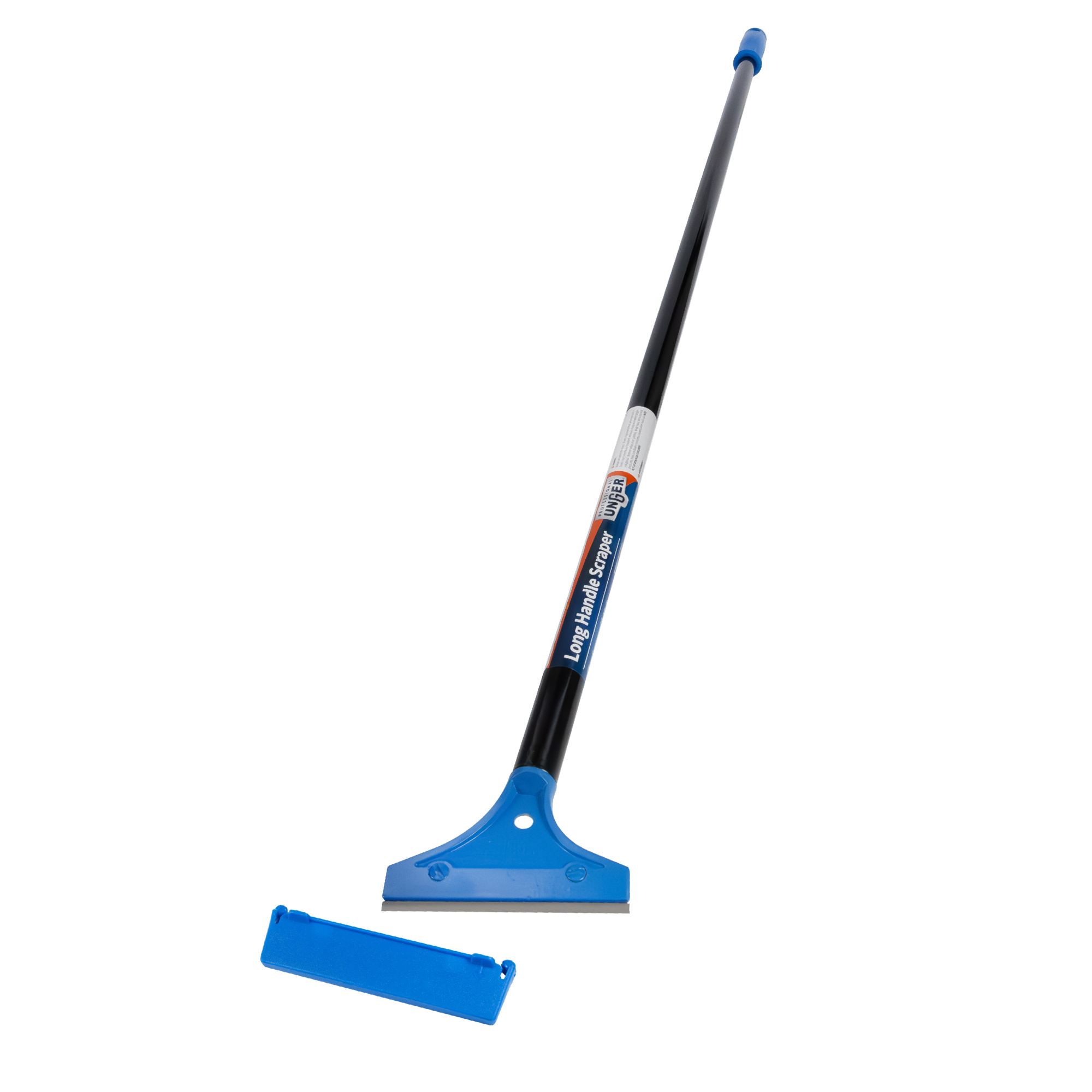 Unger Professional Long Handle Floor Scraper Tool with 4ft (48?) Handle, Reversible Blade Tool for Cleaning Concrete, Linoleum Flooring, Vinyl, Tile, High-Gloss, Marble