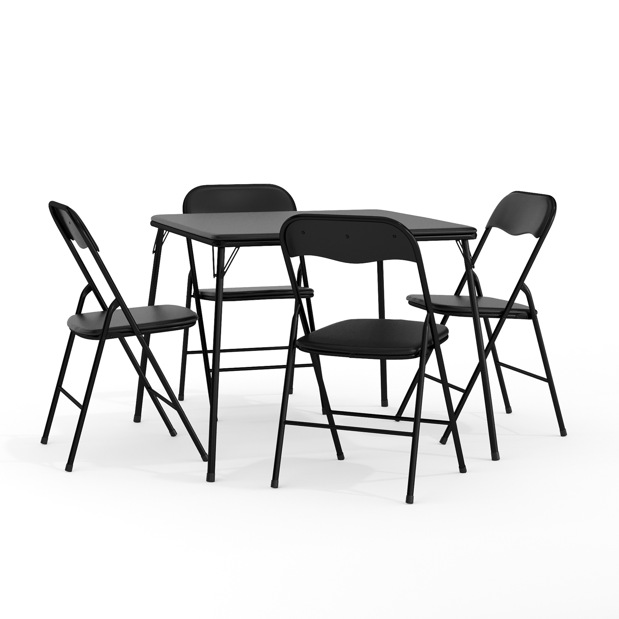 Flash Furniture Folding Card Table and Chairs Set, 5-Pc. Set, Black, Model# JB1