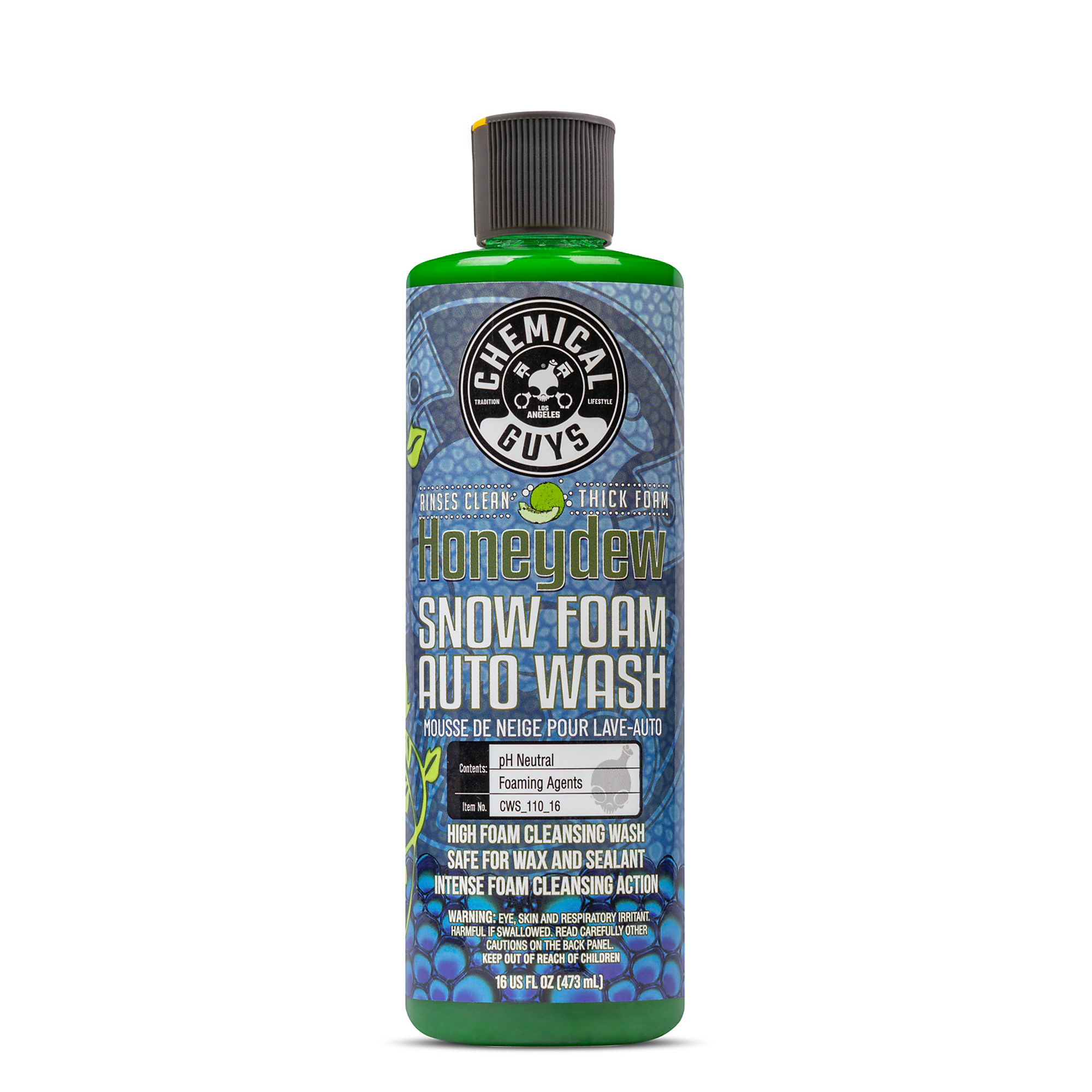 Chemical Guys Honeydew Snow Foam Auto Wash Cleanser, pH Neutral, Concentrated, 16 Oz., Model# CWS_110_16