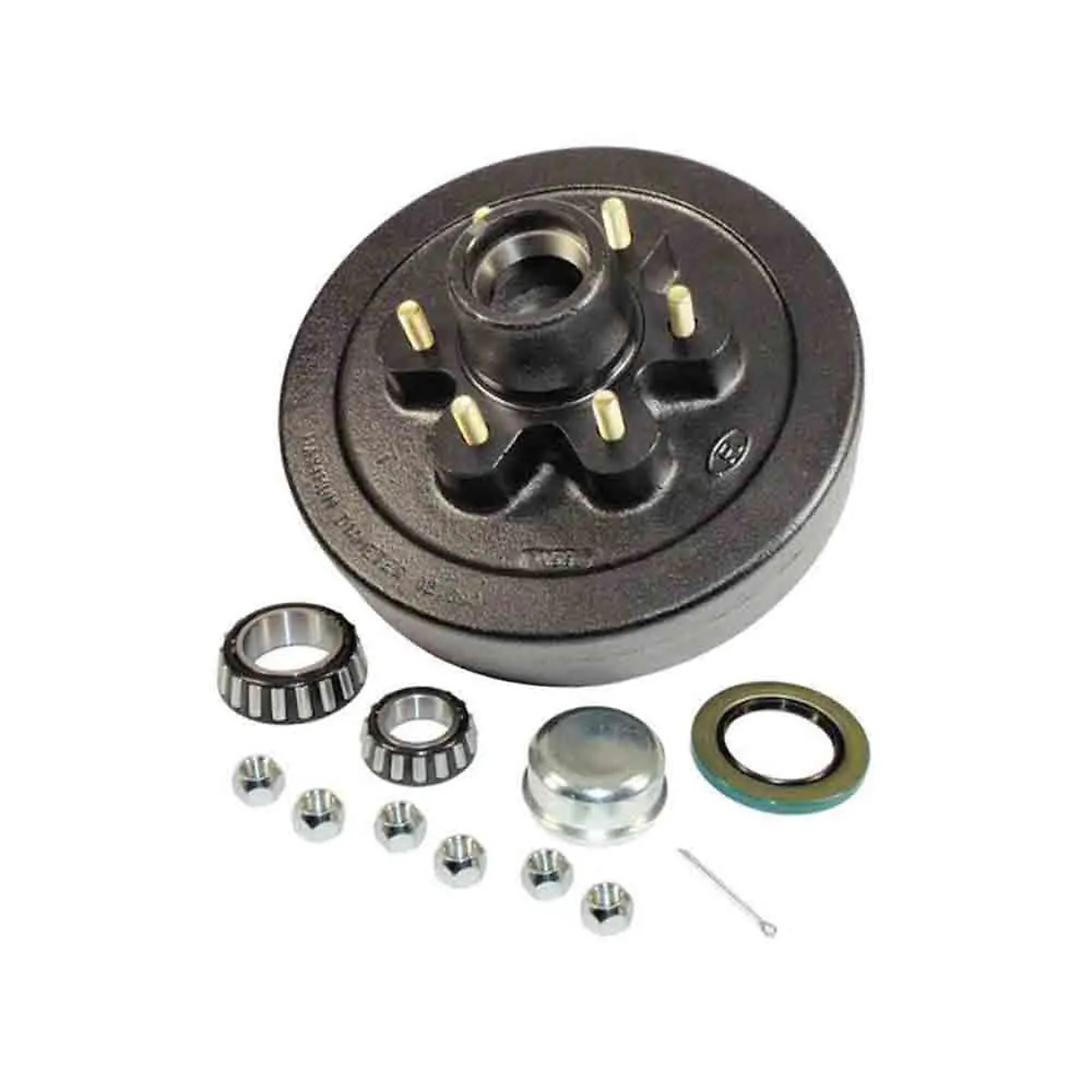 Rigid Hitch, 12-Inch Hub And Drum Assembly, 6-Bolt on 5.5 inch Circle, Works with 1-3/4 To 1-1/4 Tapered Spindles for 5K to 6K Axle, Used with 12 x 2 electric or hydraulic brakes, 3K Capacity per Hubdrum, Model# HD-1206HD-02A