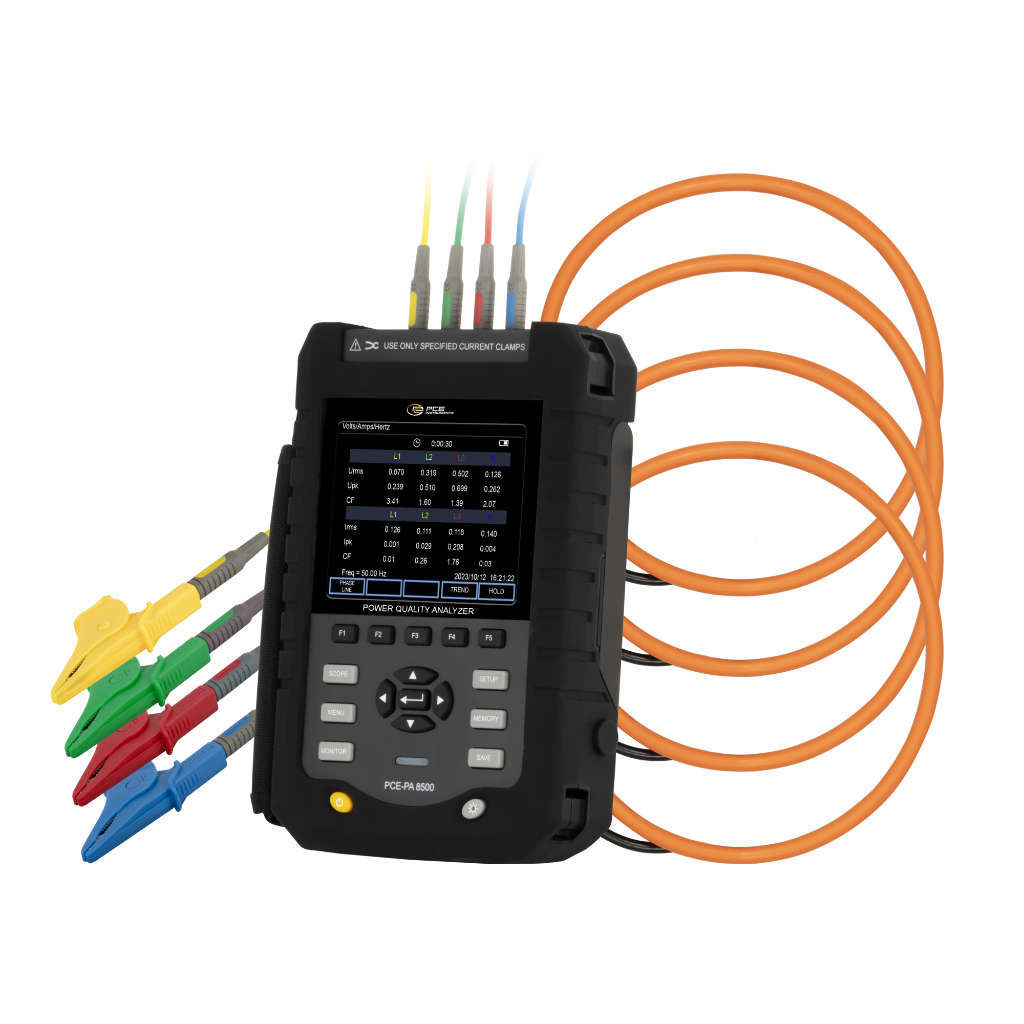 PCE Instruments Power Quality Analyzer — Measures Voltage, Current, Frequency, Harmonics, 8 GB Data Logger, LAN & USB Interfaces, Model# PCE-PA 8500