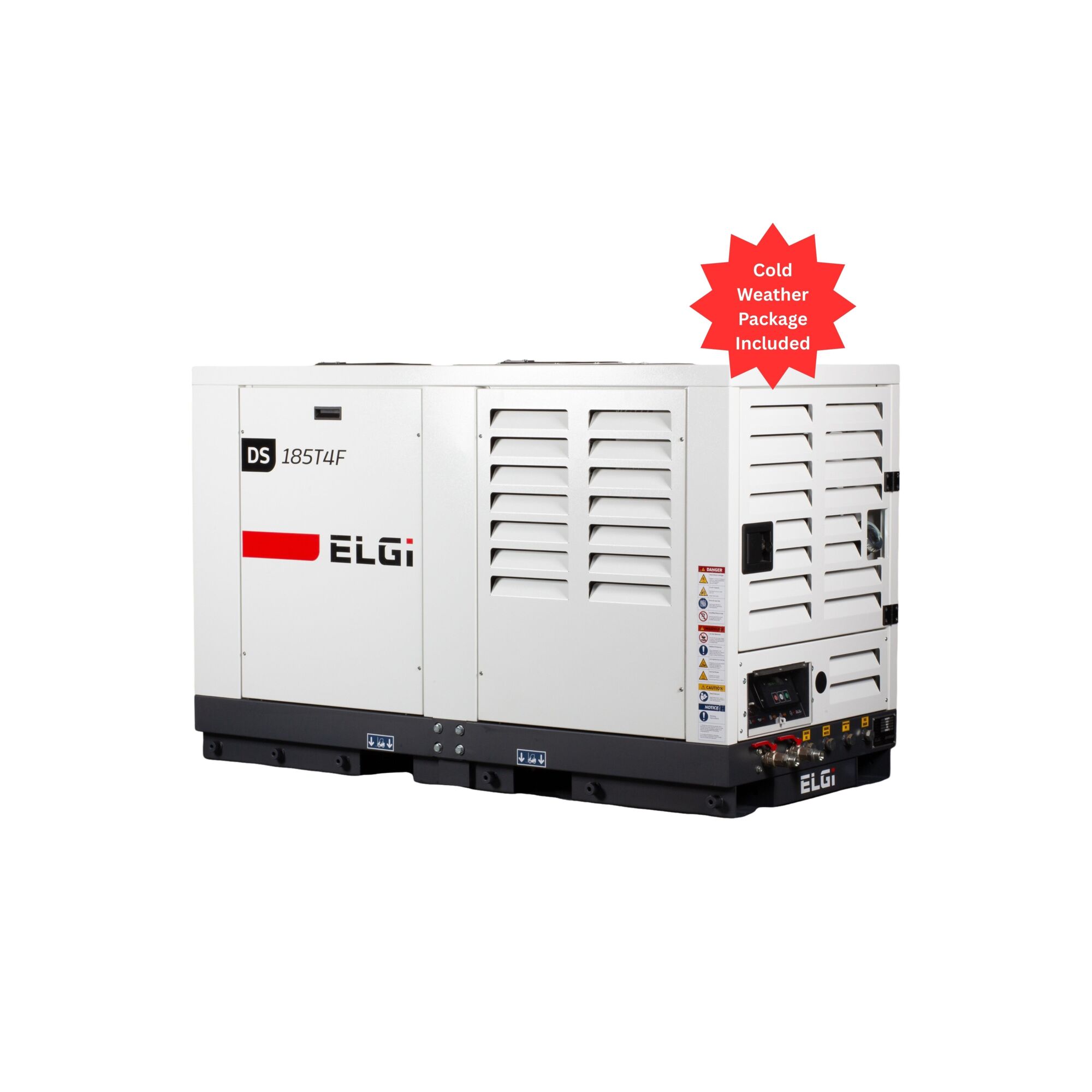 ELGI Utility Mount Portable Screw Air Compresor, 185 cfm@ 100 PSI  with Cold Weather Package,Model # DS185T4F-PDSKCWP