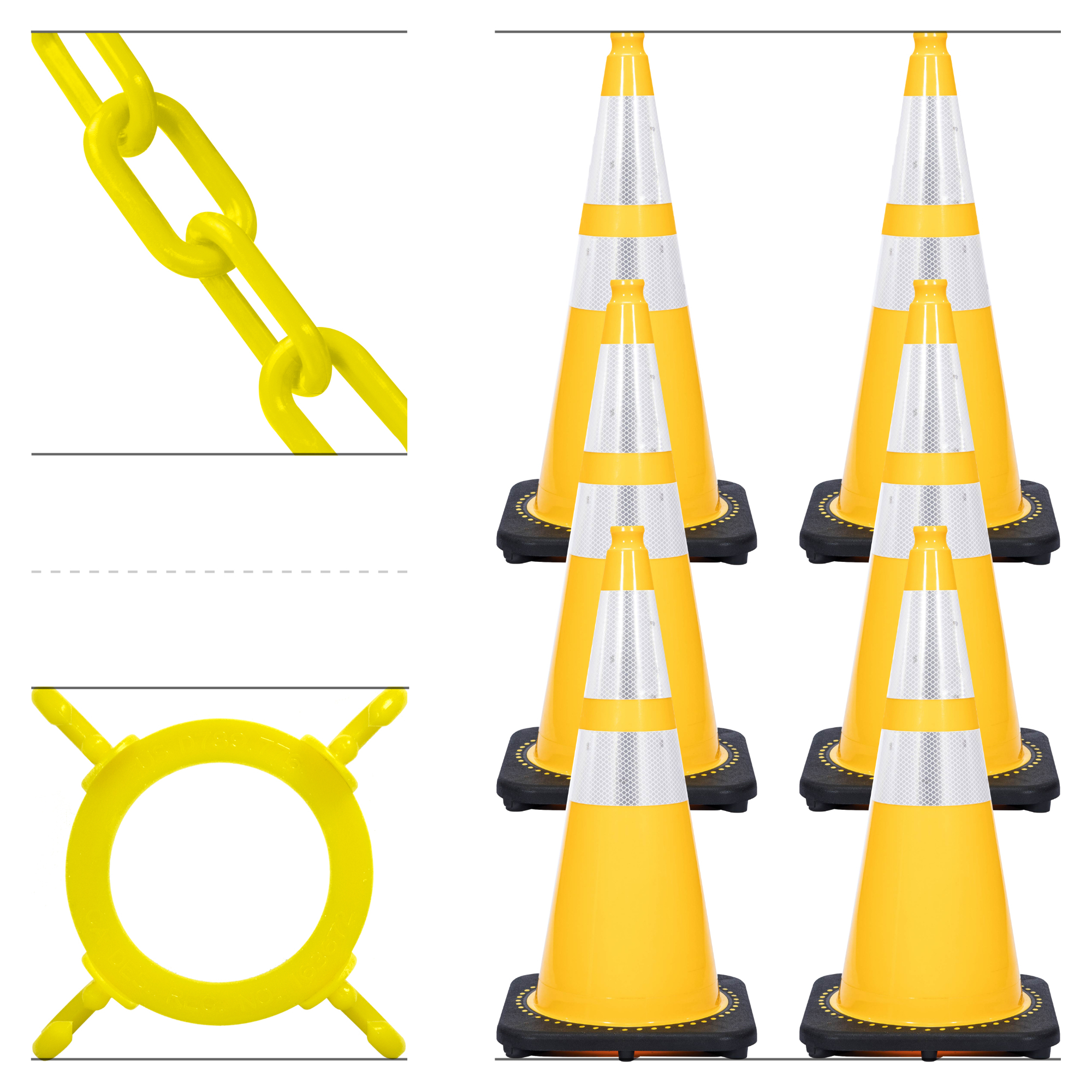 Mr. Chain Reflective Traffic Cone and Chain Kit — 28in., Yellow, PVC, Model# 93272-6