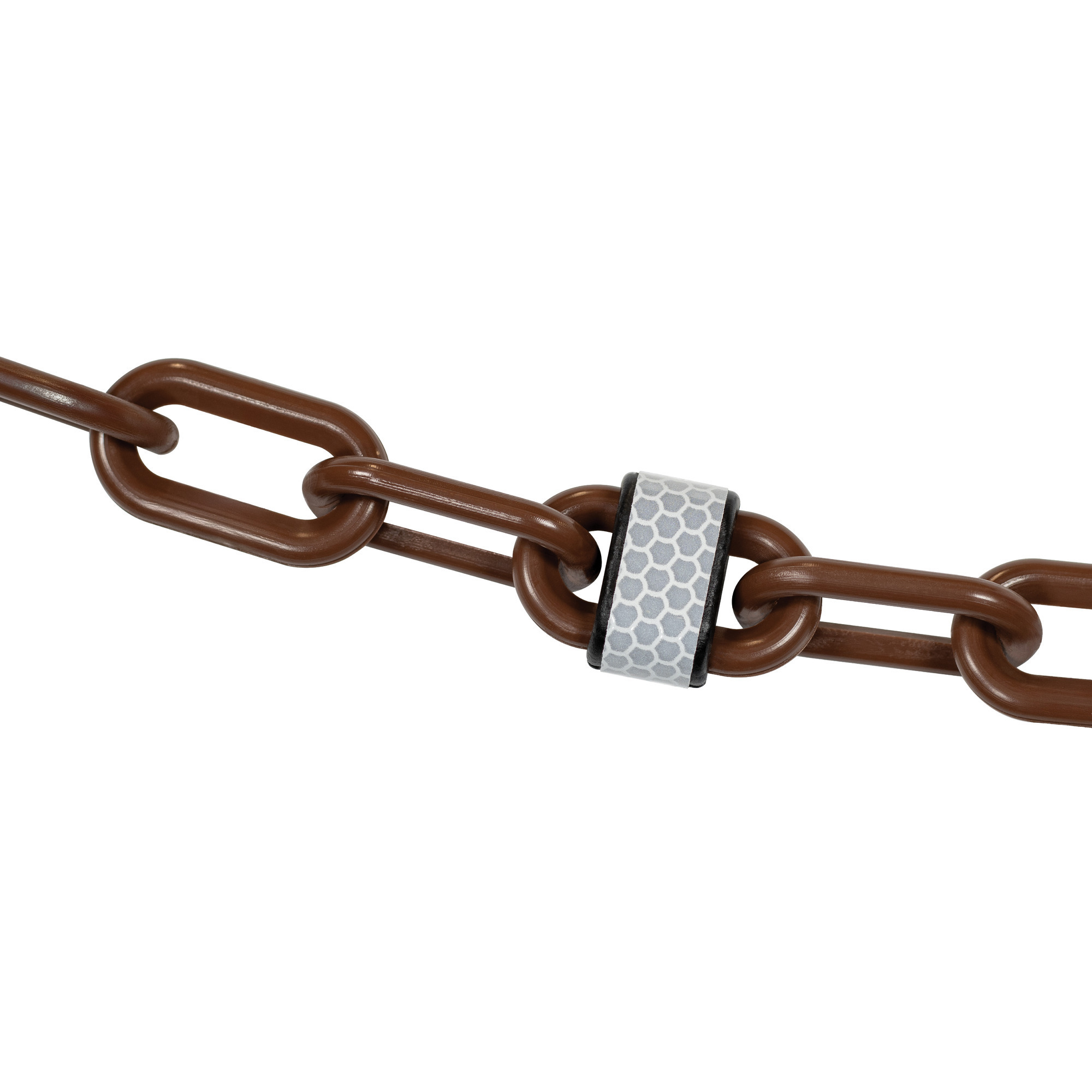 Mr. Chain Reflective Plastic Safety Chain — 2in. x 100ft., High-Density Polyethylene, Brown, UV Resistant, Model# 52010-100
