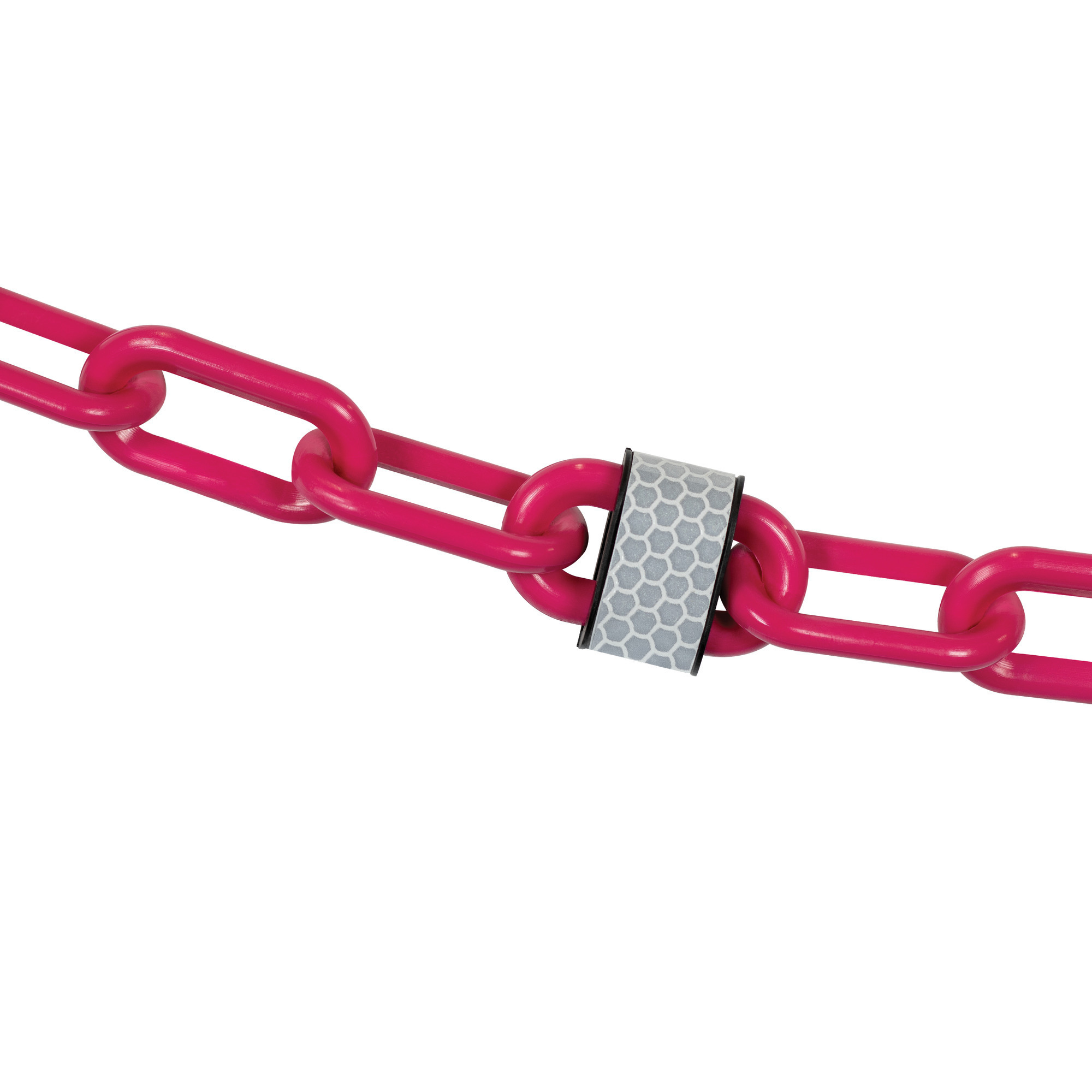 Mr. Chain Reflective Plastic Safety Chain — 2in. x 100ft., High-Density Polyethylene, Safety Pink, Model# 52025-100